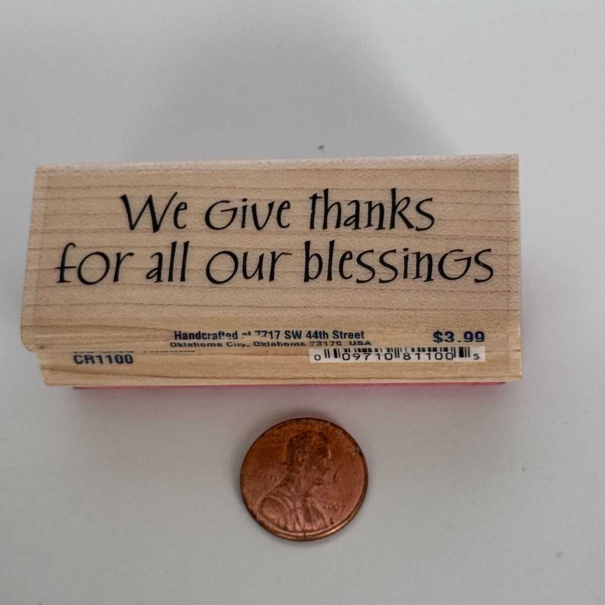 Stampabilities Rubber Stamp We Give Thanks For Blessings Card Making Words Wood Mounted Sentiment