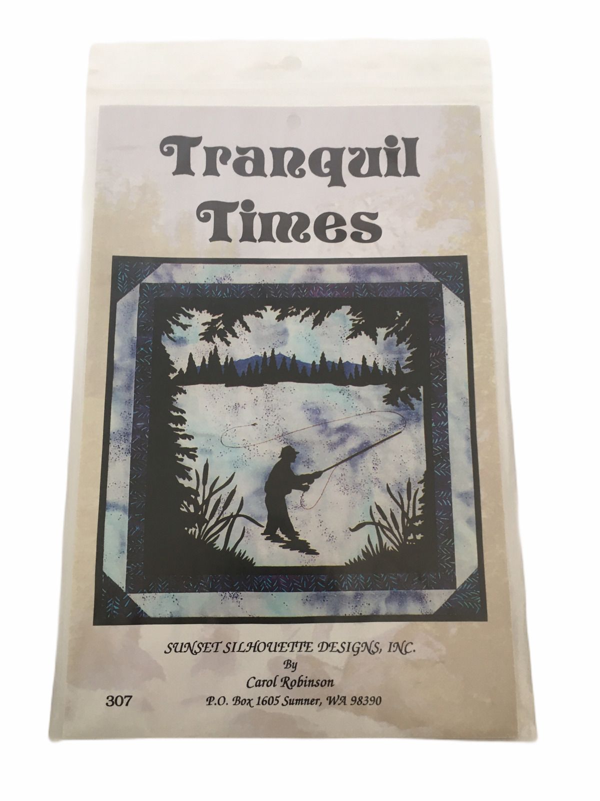 Tranquil Times Quilting Pattern Sunset Silhouette Fishing Fisherman Cabin Decor Summer Nature