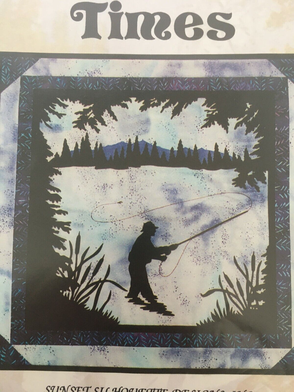 Tranquil Times Quilting Pattern Sunset Silhouette Fishing Fisherman Cabin Decor Summer Nature