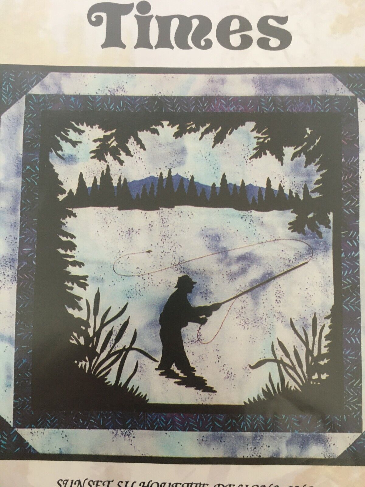 Tranquil Times Quilting Pattern Sunset Silhouette Fishing Fisherman Cabin Decor Summer Nature