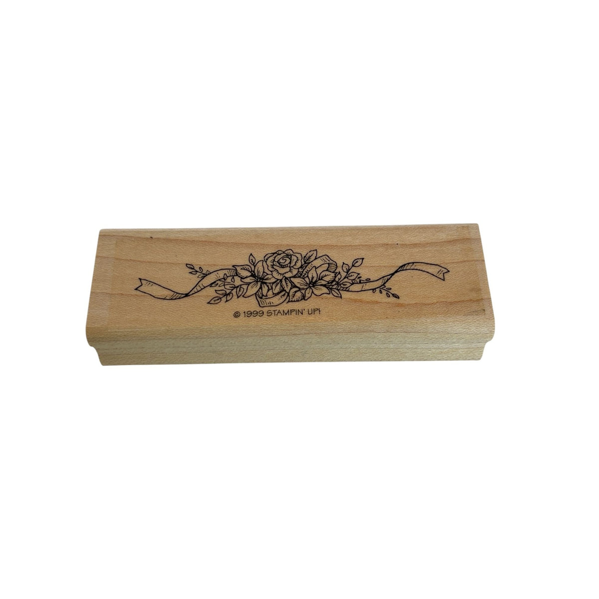 Stampin Up Wood Rubber Stamp Floral Rose Bouquet Edge Ribbon Wedding Card Making