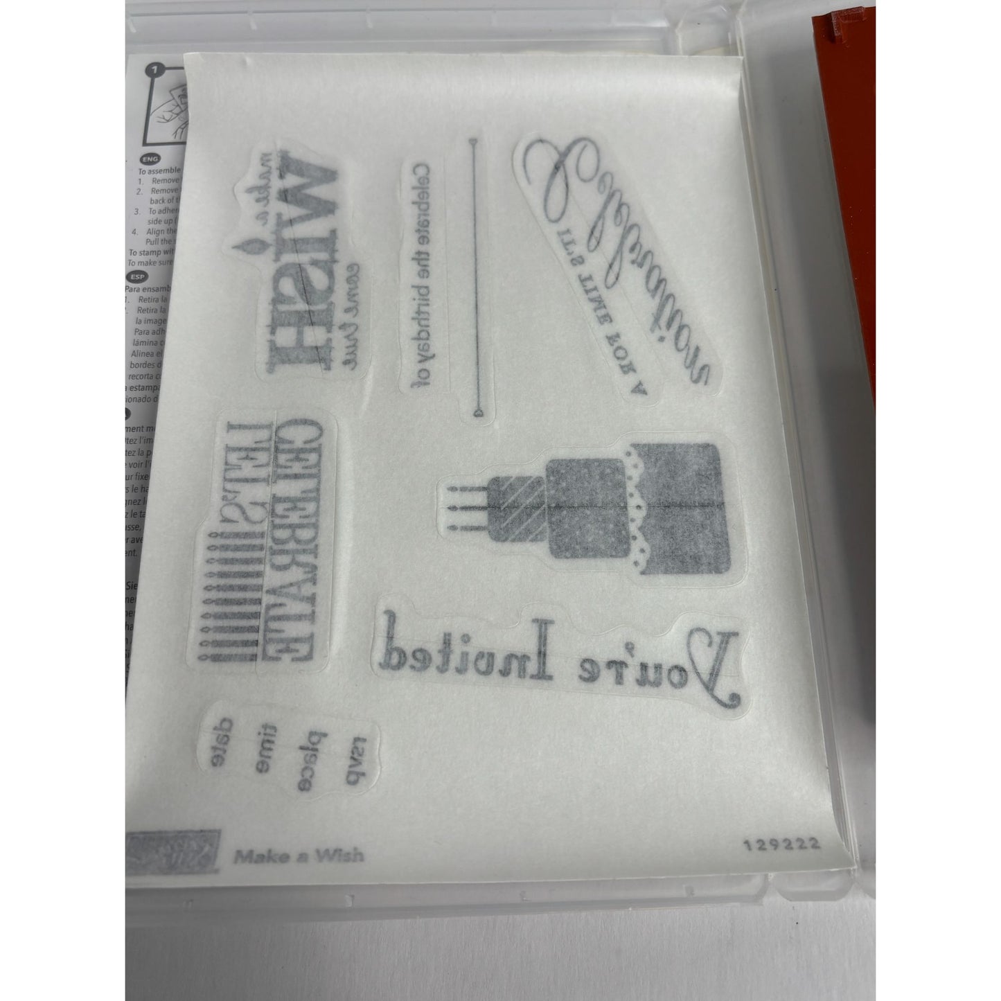 Stampin Up Clear Mount Rubber Stamp Set Make A Wish Birthday Party Invitation