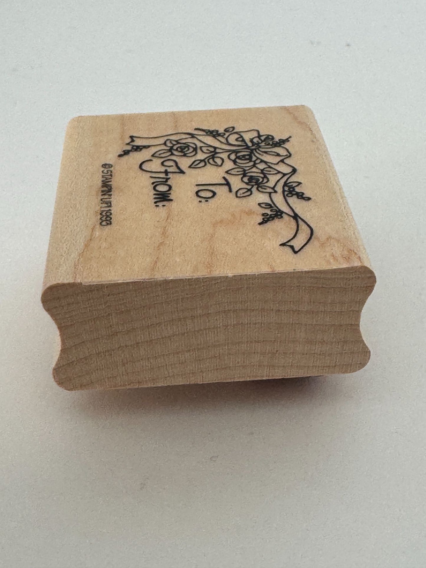 Stampin Up Rubber Stamp To From Ribbon Roses Gift Tag Card Wedding Mothers Day