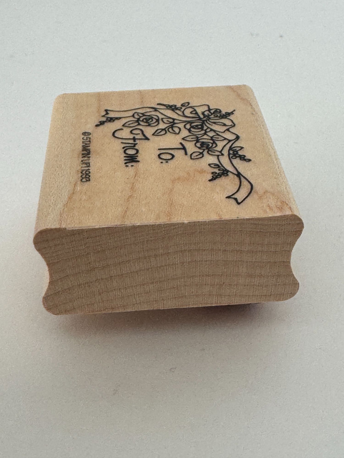 Stampin Up Rubber Stamp To From Ribbon Roses Gift Tag Card Wedding Mothers Day