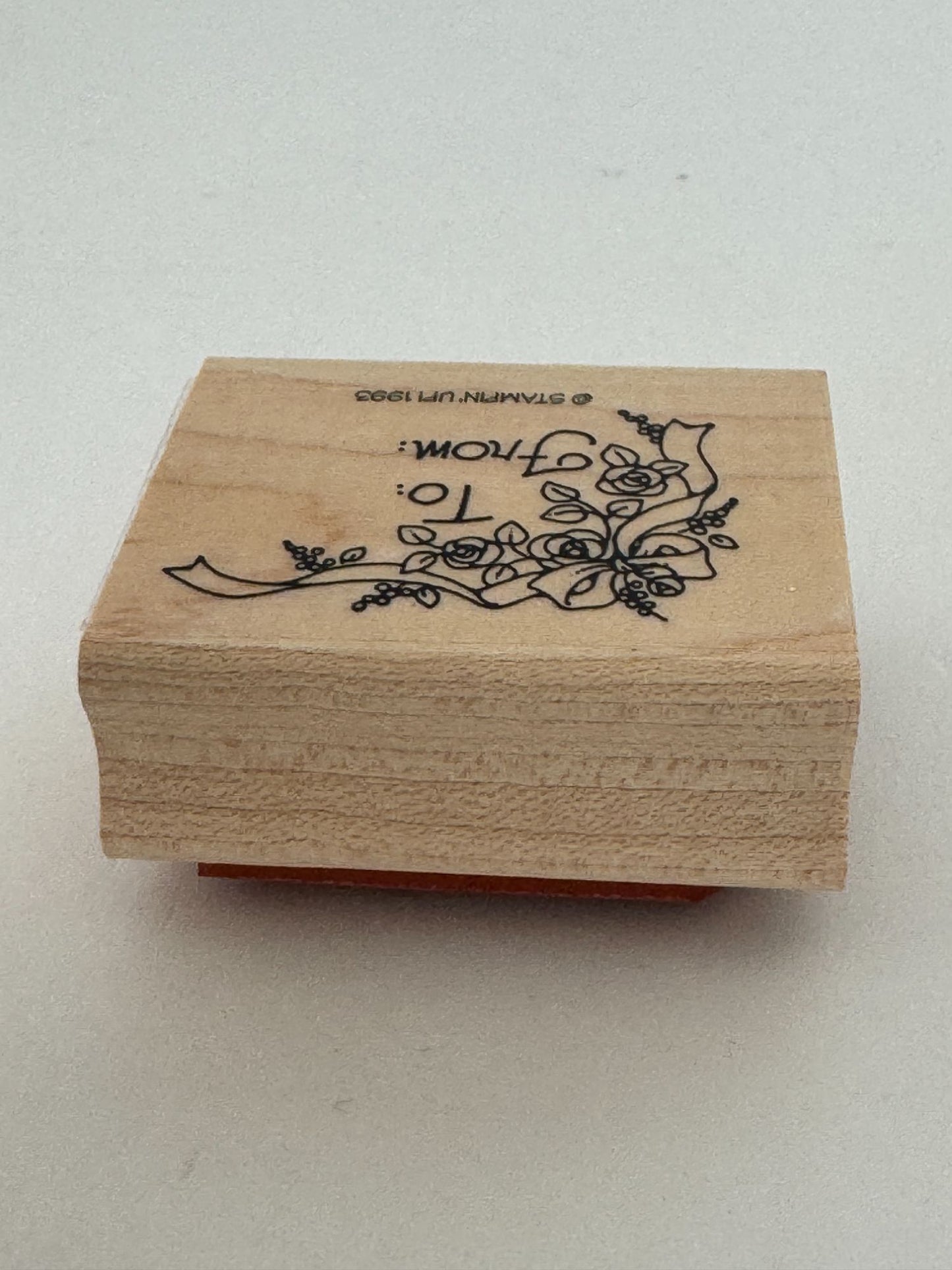 Stampin Up Rubber Stamp To From Ribbon Roses Gift Tag Card Wedding Mothers Day