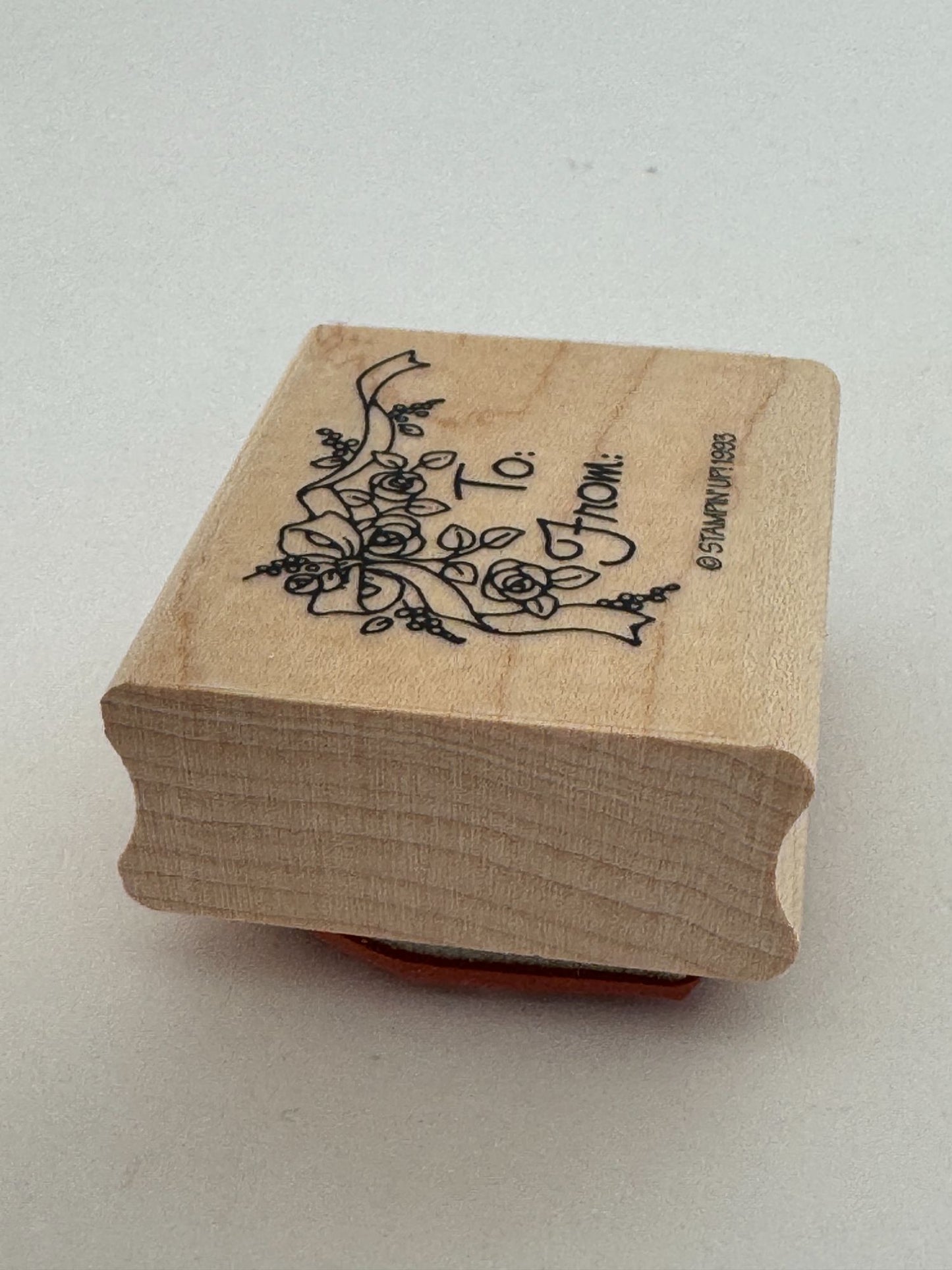 Stampin Up Rubber Stamp To From Ribbon Roses Gift Tag Card Wedding Mothers Day