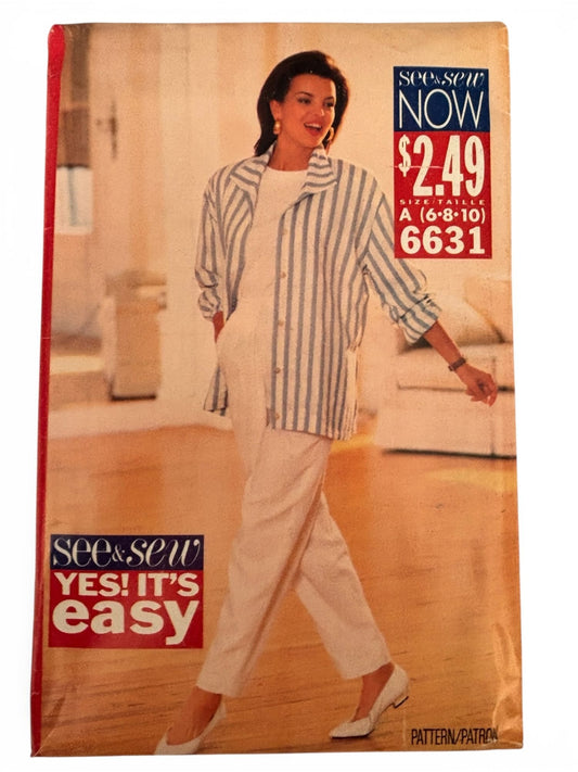 Butterick Sewing Pattern 6631 Jacket Pants Easy Casual Coastal Cruise  UC 6 8 10