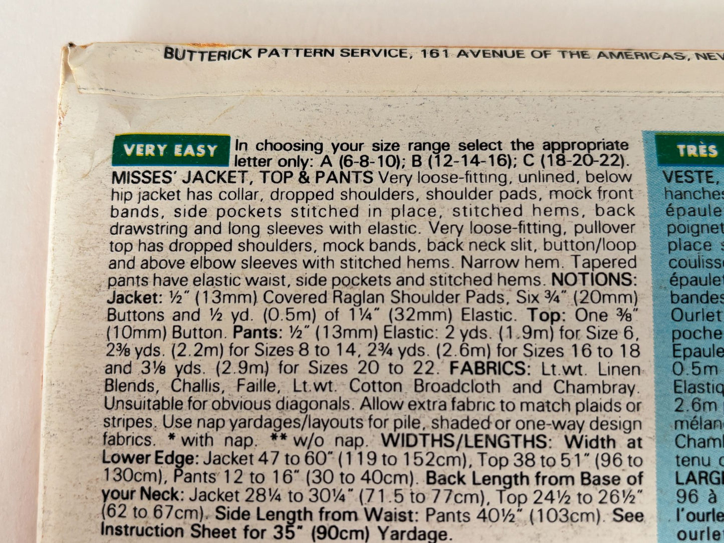 Butterick Sewing Pattern 6631 Jacket Pants Easy Casual Coastal Cruise  UC 6 8 10