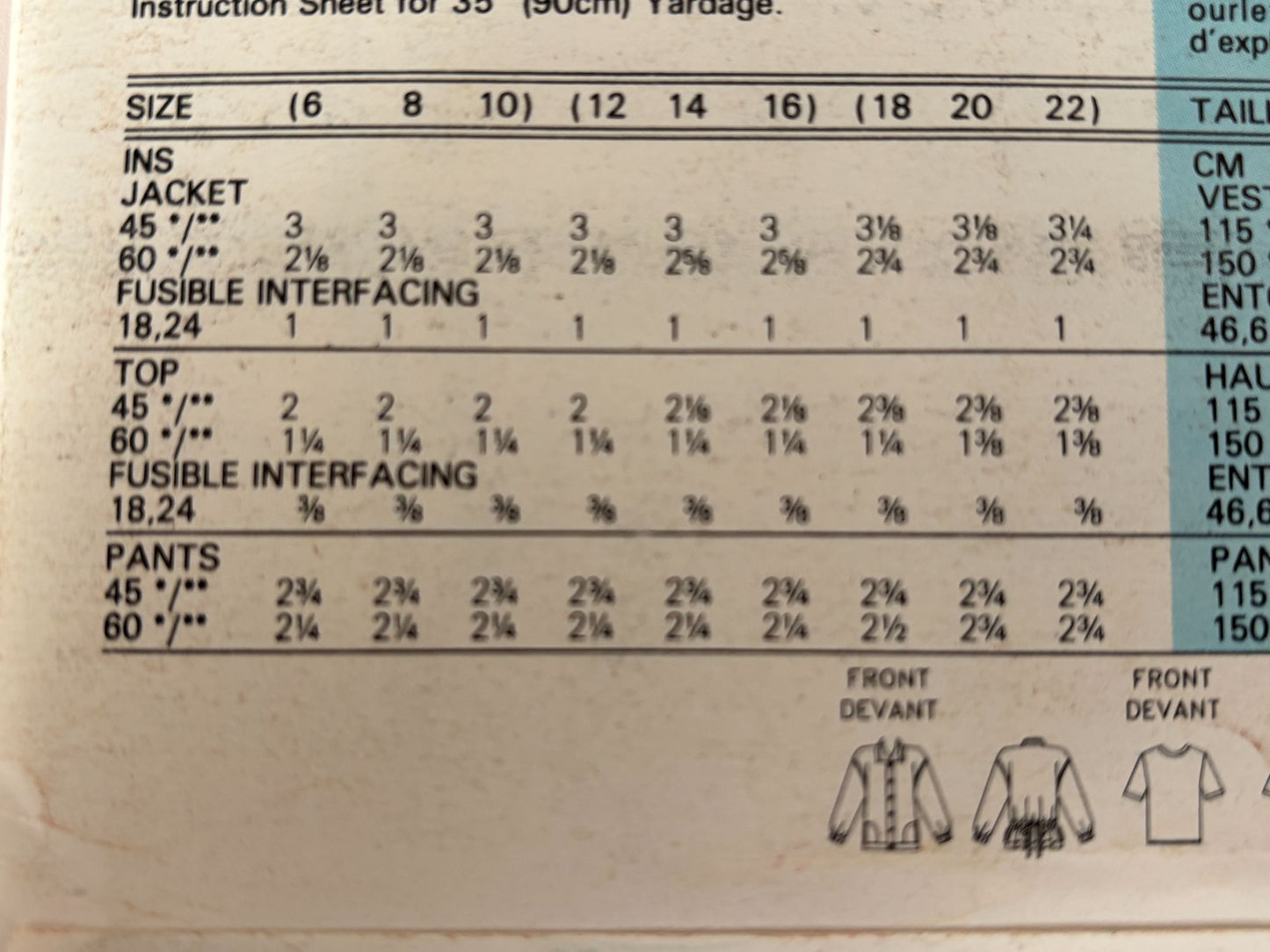 Butterick Sewing Pattern 6631 Jacket Pants Easy Casual Coastal Cruise  UC 6 8 10