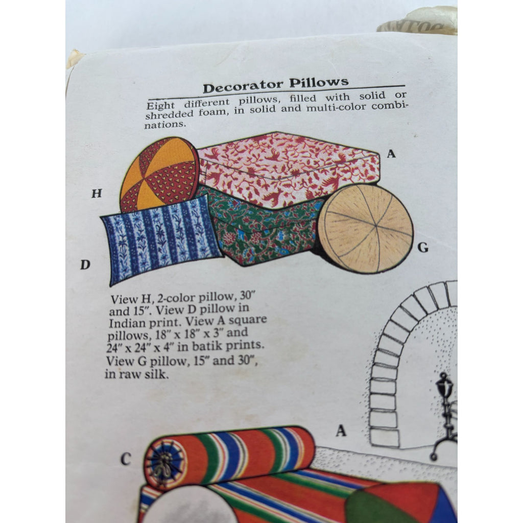 Butterick Sewing Pattern 3178 Home Decor Pillows Round Rectangular Retro UC