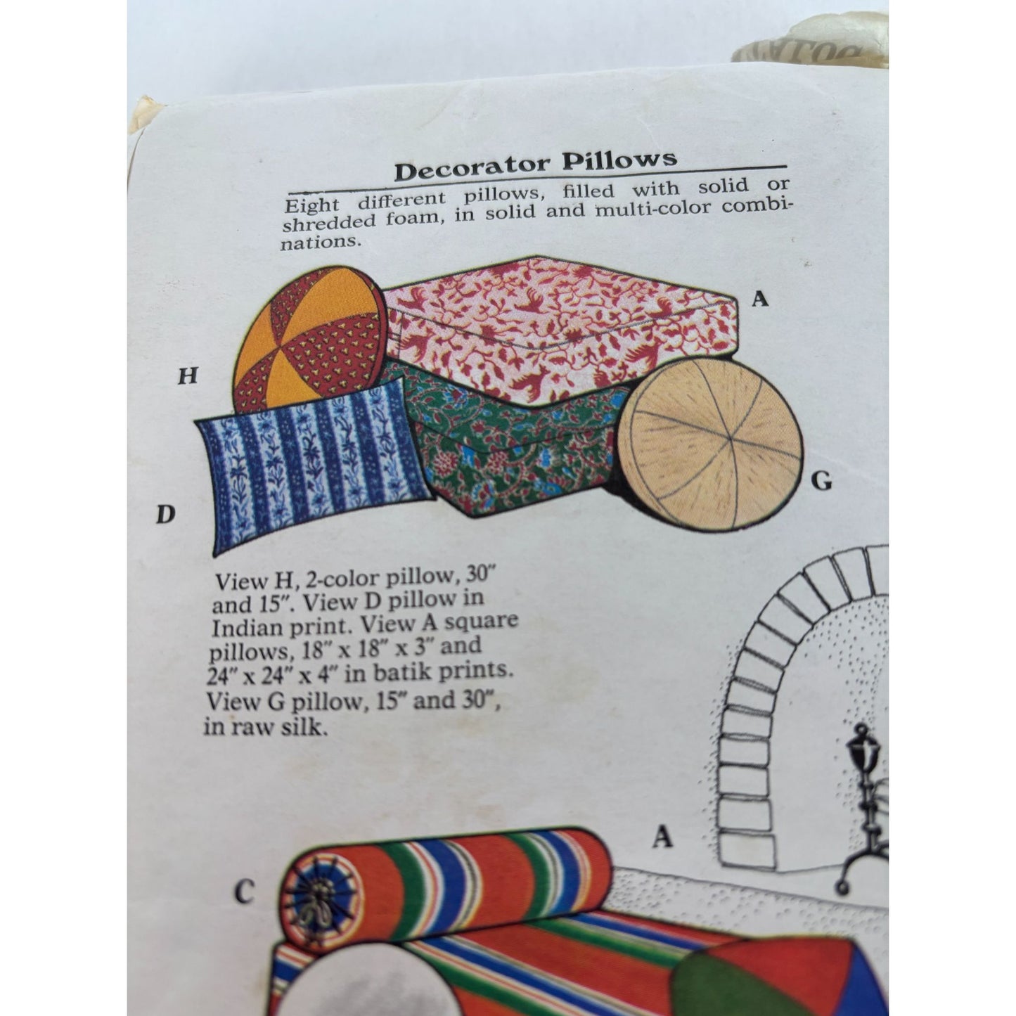 Butterick Sewing Pattern 3178 Home Decor Pillows Round Rectangular Retro UC