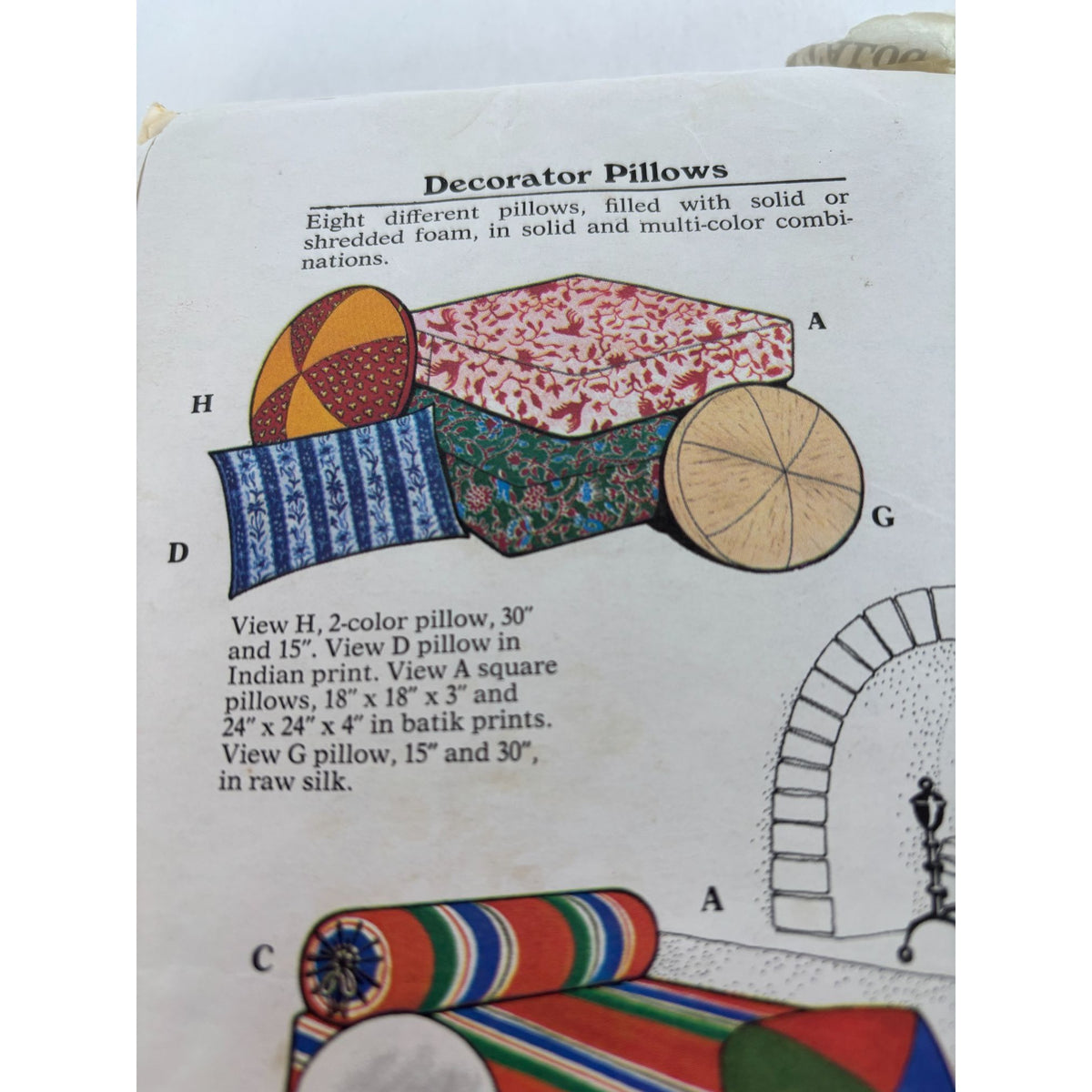 Butterick Sewing Pattern 3178 Home Decor Pillows Round Rectangular Retro UC