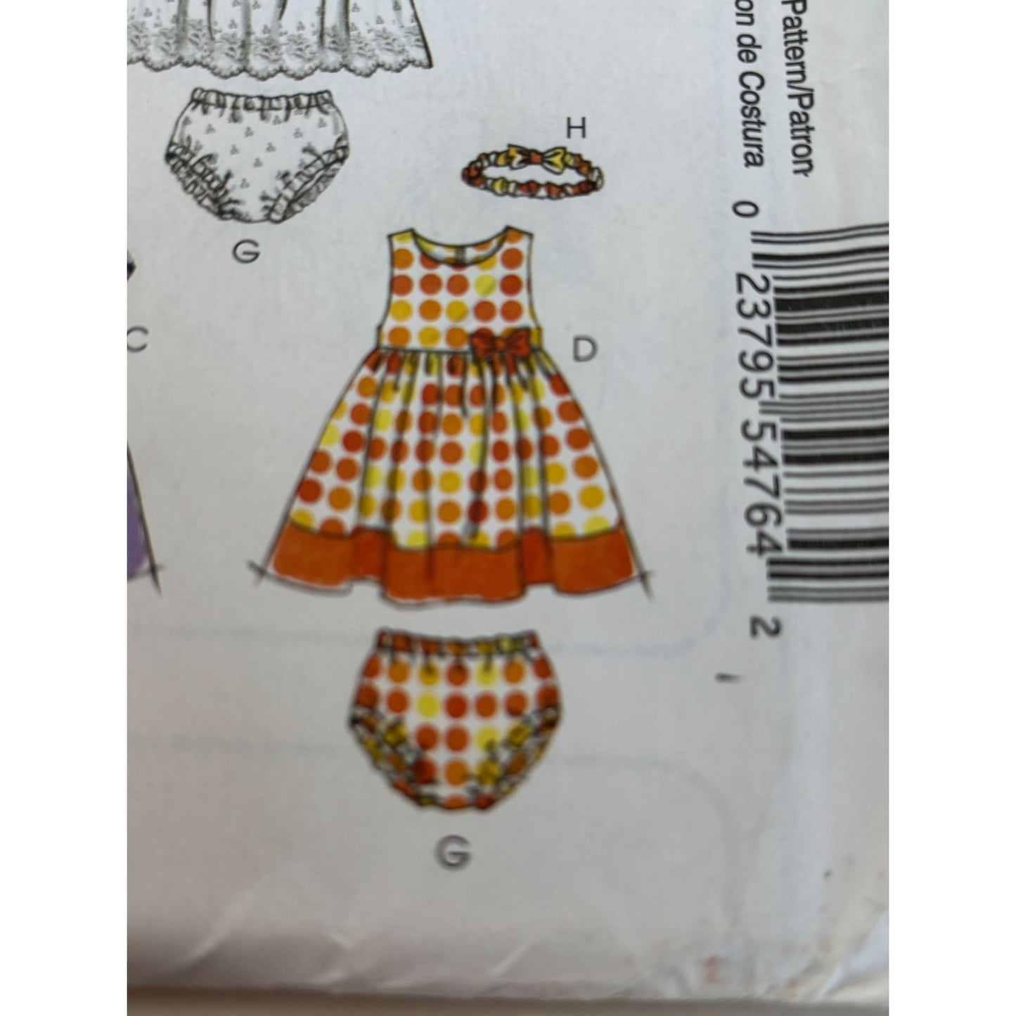 McCalls Sewing Pattern M6015 Infant Baby Dress Headbands Casual Summer Spring UC