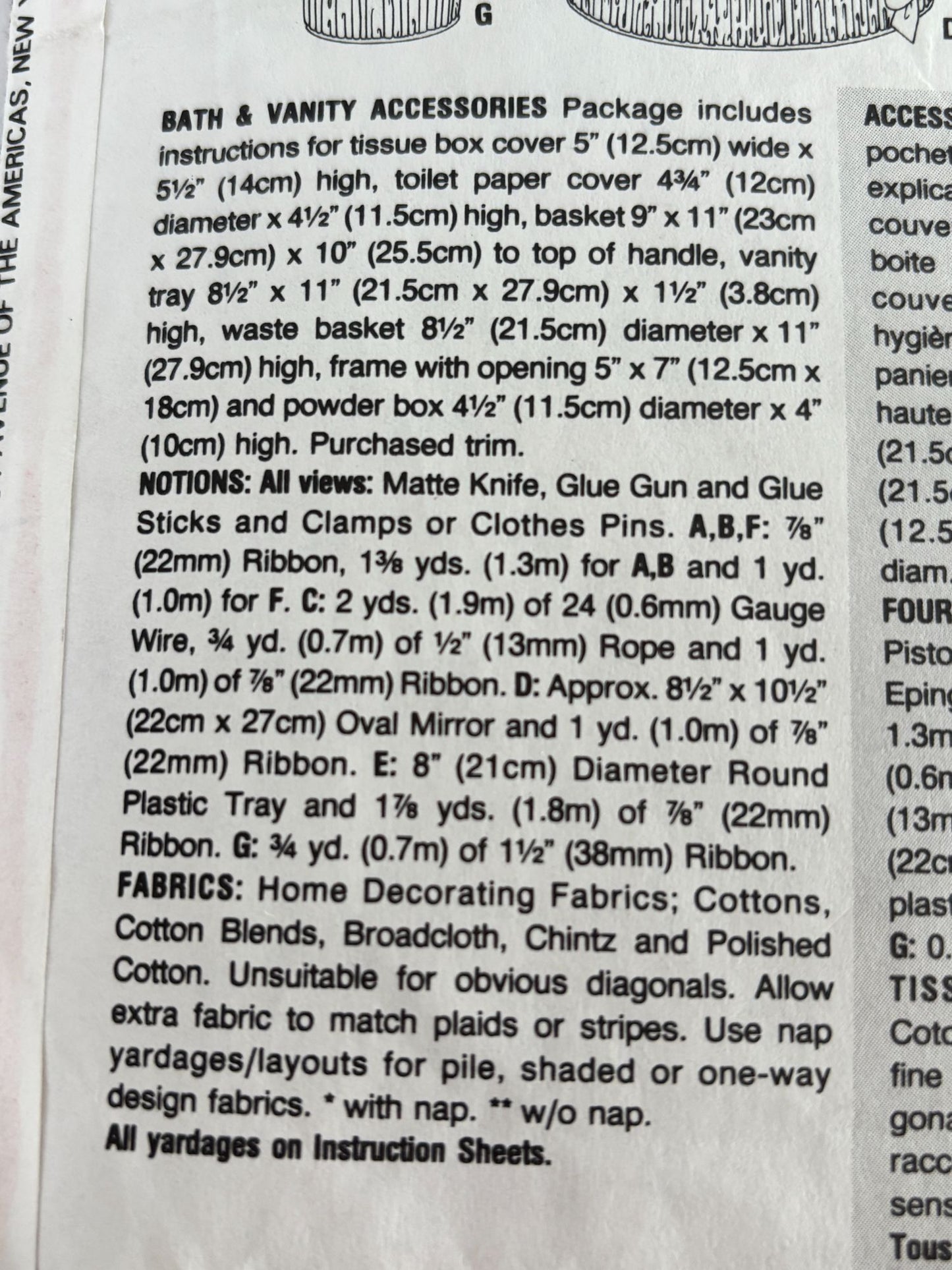 Vogue Sewing Pattern 8306 Bathroom Home Decor Tissue Box Cover Interior Design