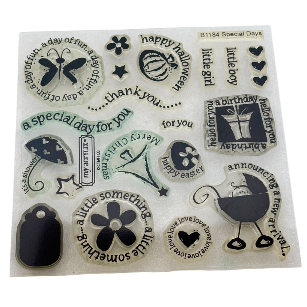 CTMH Clear Stamp Set Special Days Birthday Holiday Anniversary Card Making B1184 Acrylic Halloween