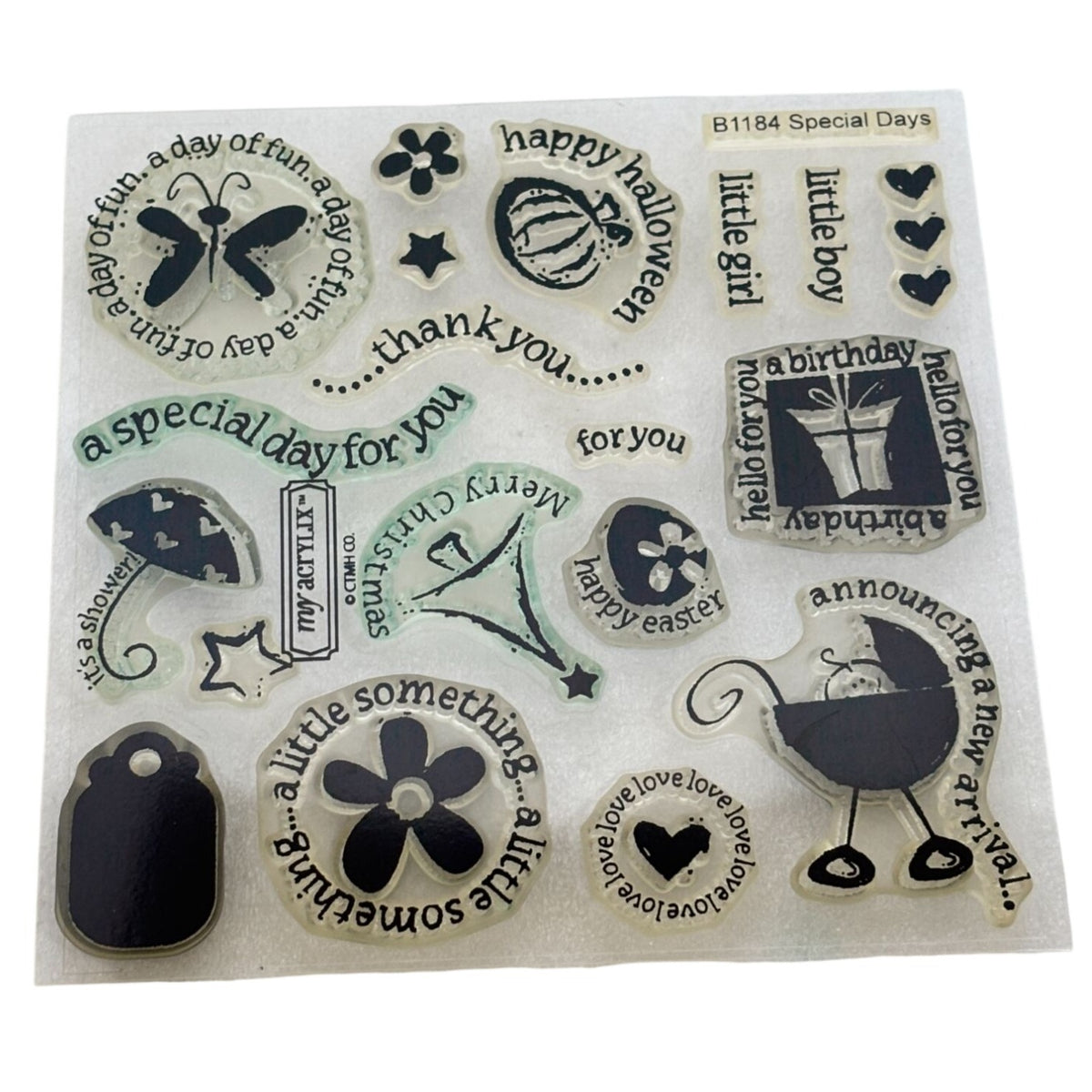 CTMH Clear Stamp Set Special Days Birthday Holiday Anniversary Card Making B1184 Acrylic Halloween