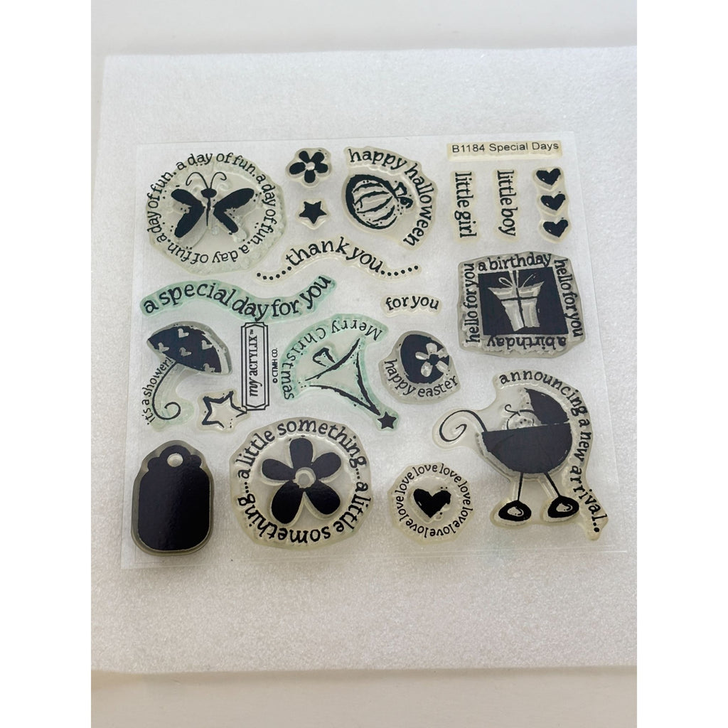 CTMH Clear Stamp Set Special Days Birthday Holiday Anniversary Card Making B1184 Acrylic Halloween