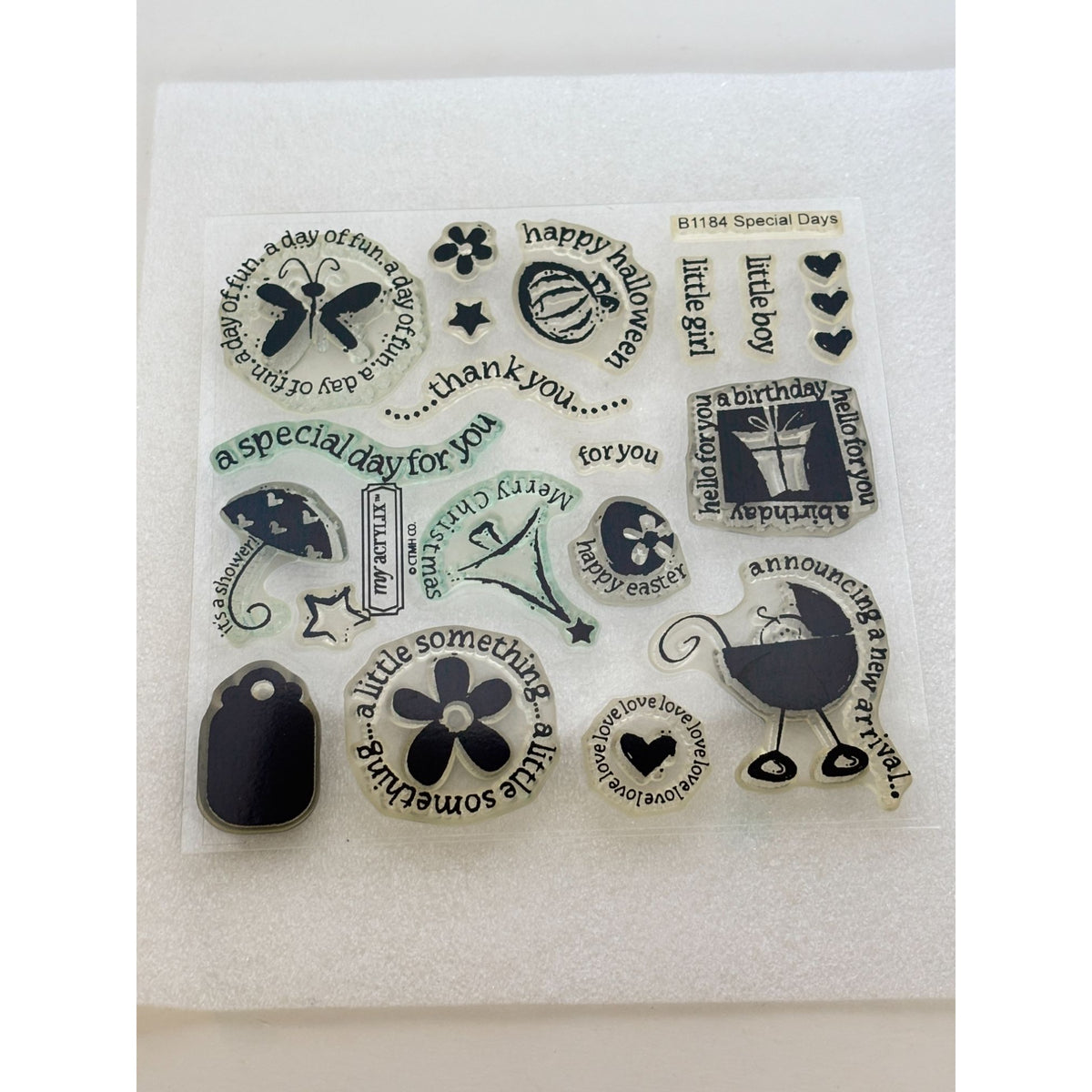 CTMH Clear Stamp Set Special Days Birthday Holiday Anniversary Card Making B1184 Acrylic Halloween