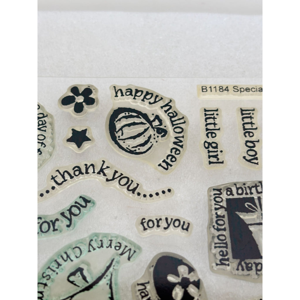 CTMH Clear Stamp Set Special Days Birthday Holiday Anniversary Card Making B1184 Acrylic Halloween