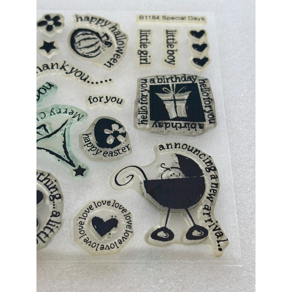 CTMH Clear Stamp Set Special Days Birthday Holiday Anniversary Card Making B1184 Acrylic Halloween