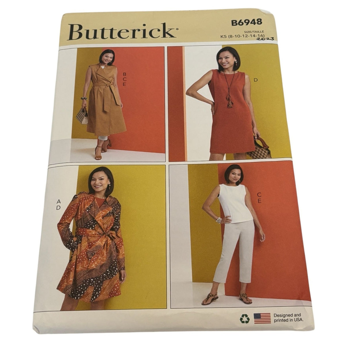 Butterick Sewing Pattern B6948 Work Jacket Vest Top Dress Pants Sizes 8-16 Uncut