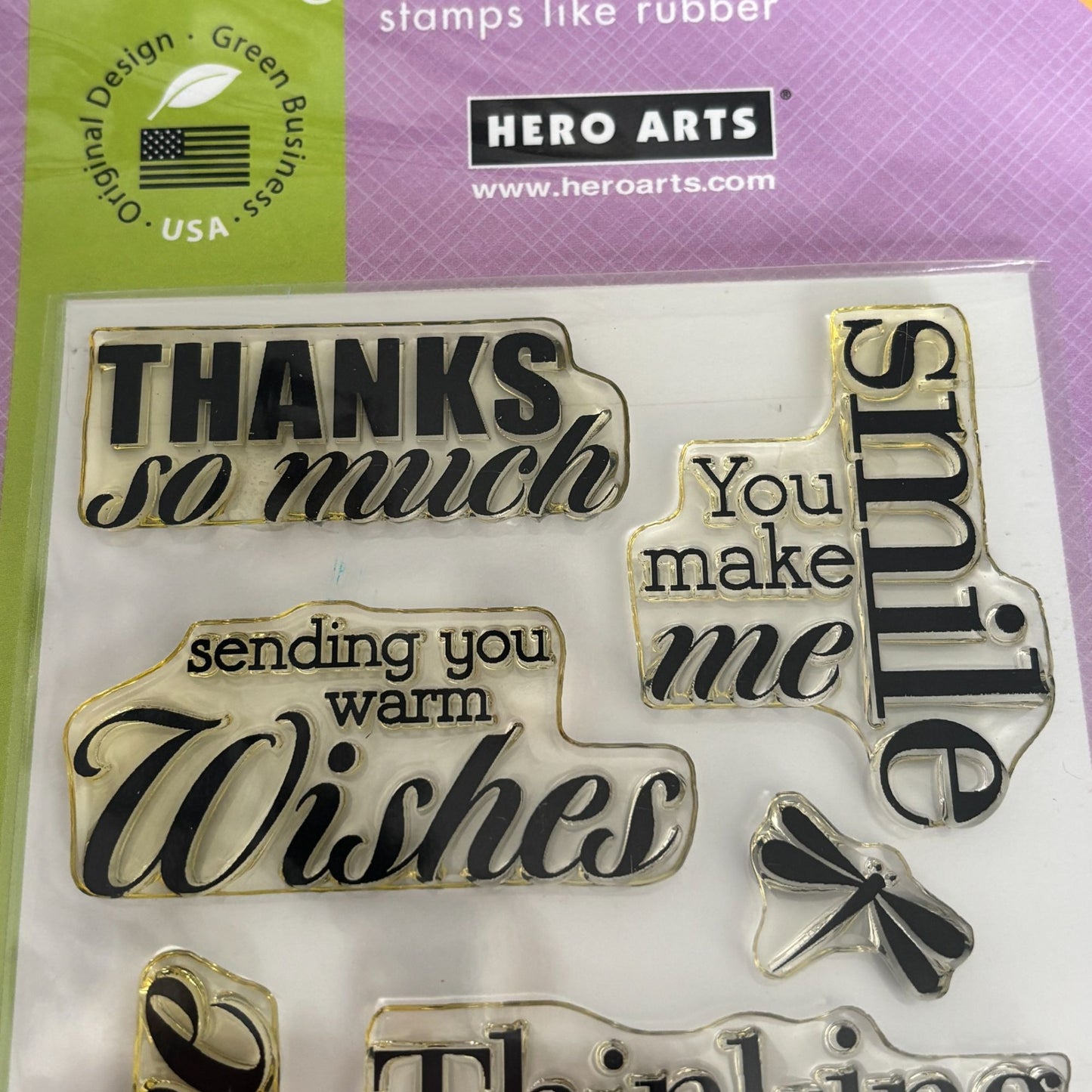 Hero Arts Poly Clear Stamps Set Made With Love Cardmaking Sentiments Words Smile Friendship