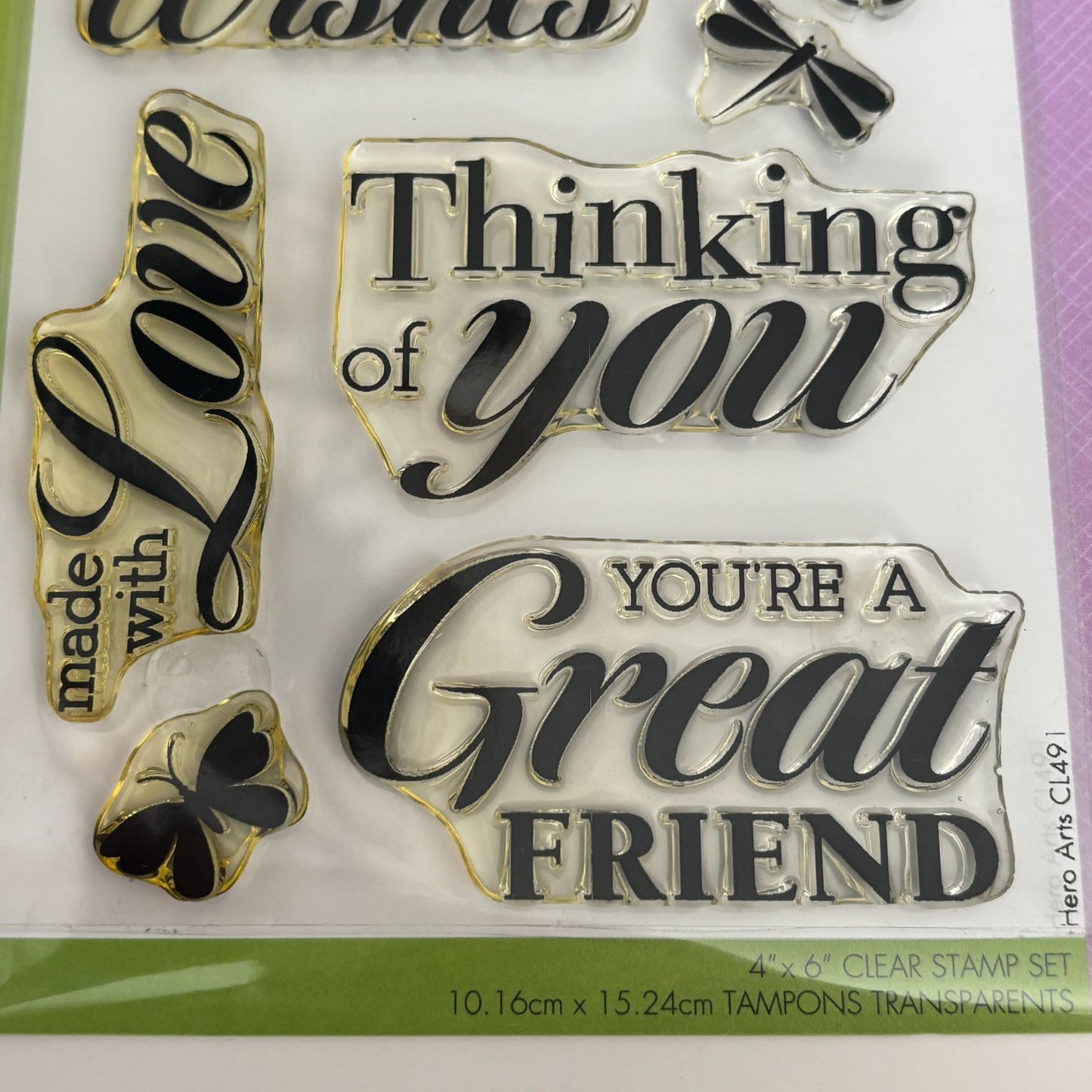 Hero Arts Poly Clear Stamps Set Made With Love Cardmaking Sentiments Words Smile Friendship