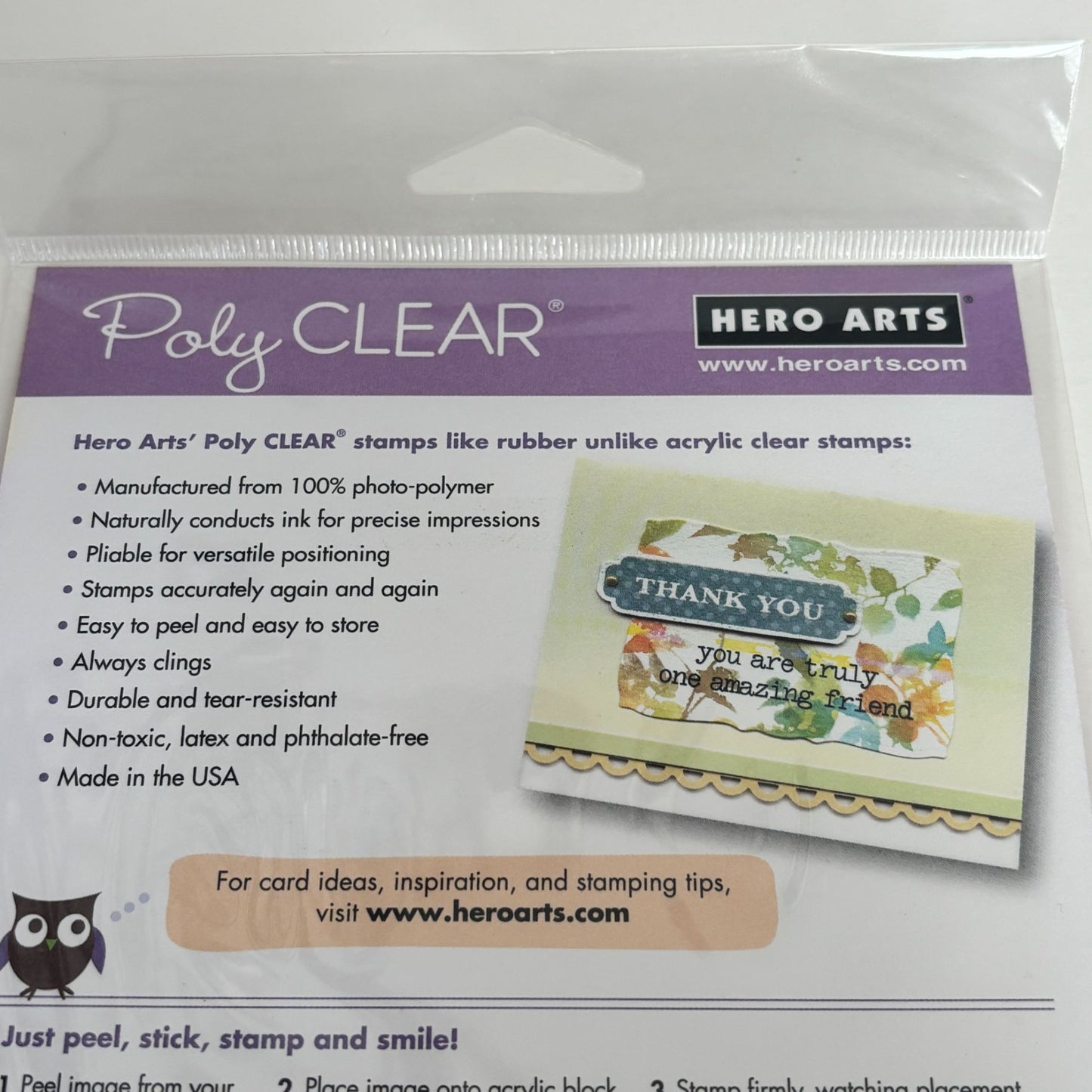 Hero Arts Poly Clear Stamps Set Made With Love Cardmaking Sentiments Words Smile Friendship