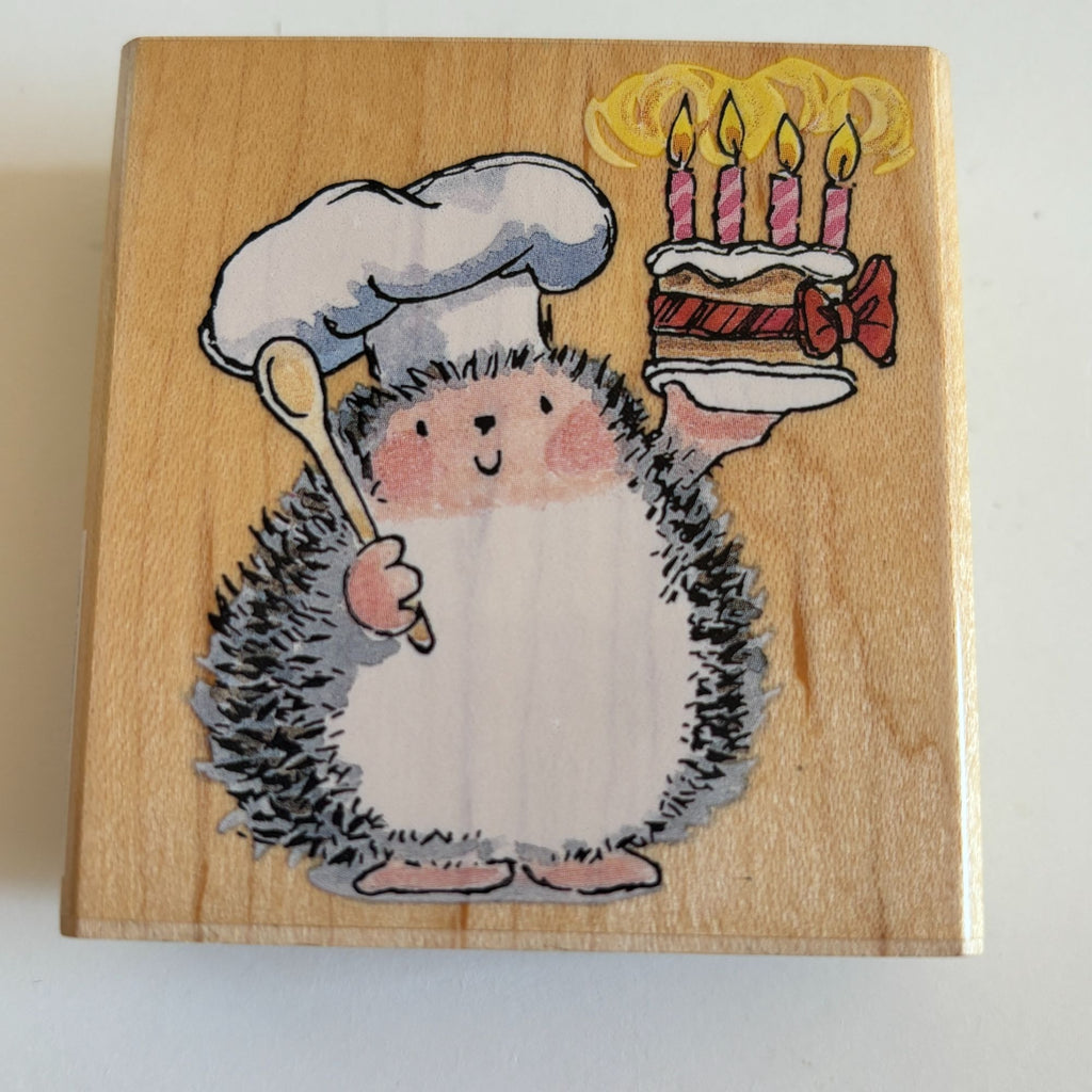 Penny Black Rubber Stamp A Winner Hedgehog Baker Birthday Card Making Cake 2353H