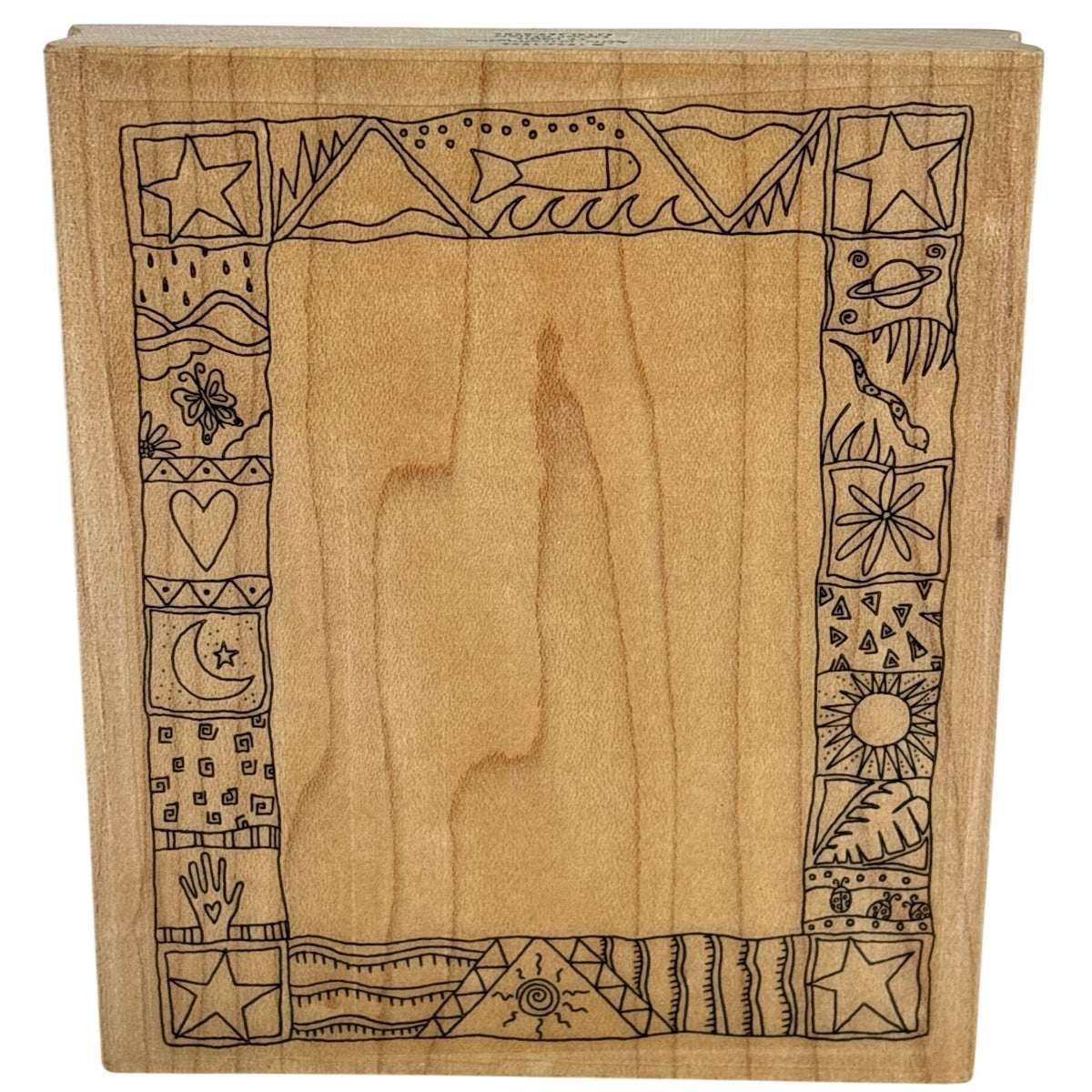 Effie Glitzfinger Rubber Stamp Large Art Frame Nature Fish Moon Sun Doodle Snake