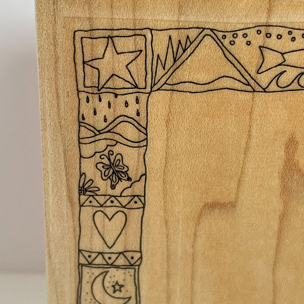 Effie Glitzfinger Rubber Stamp Large Art Frame Nature Fish Moon Sun Doodle Snake