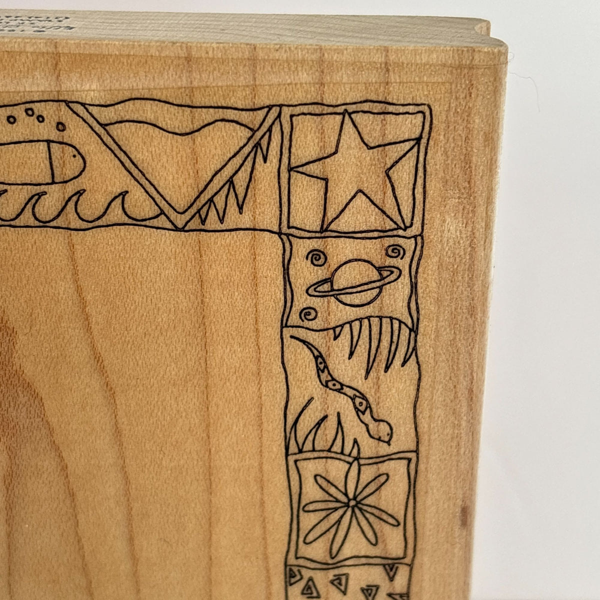 Effie Glitzfinger Rubber Stamp Large Art Frame Nature Fish Moon Sun Doodle Snake