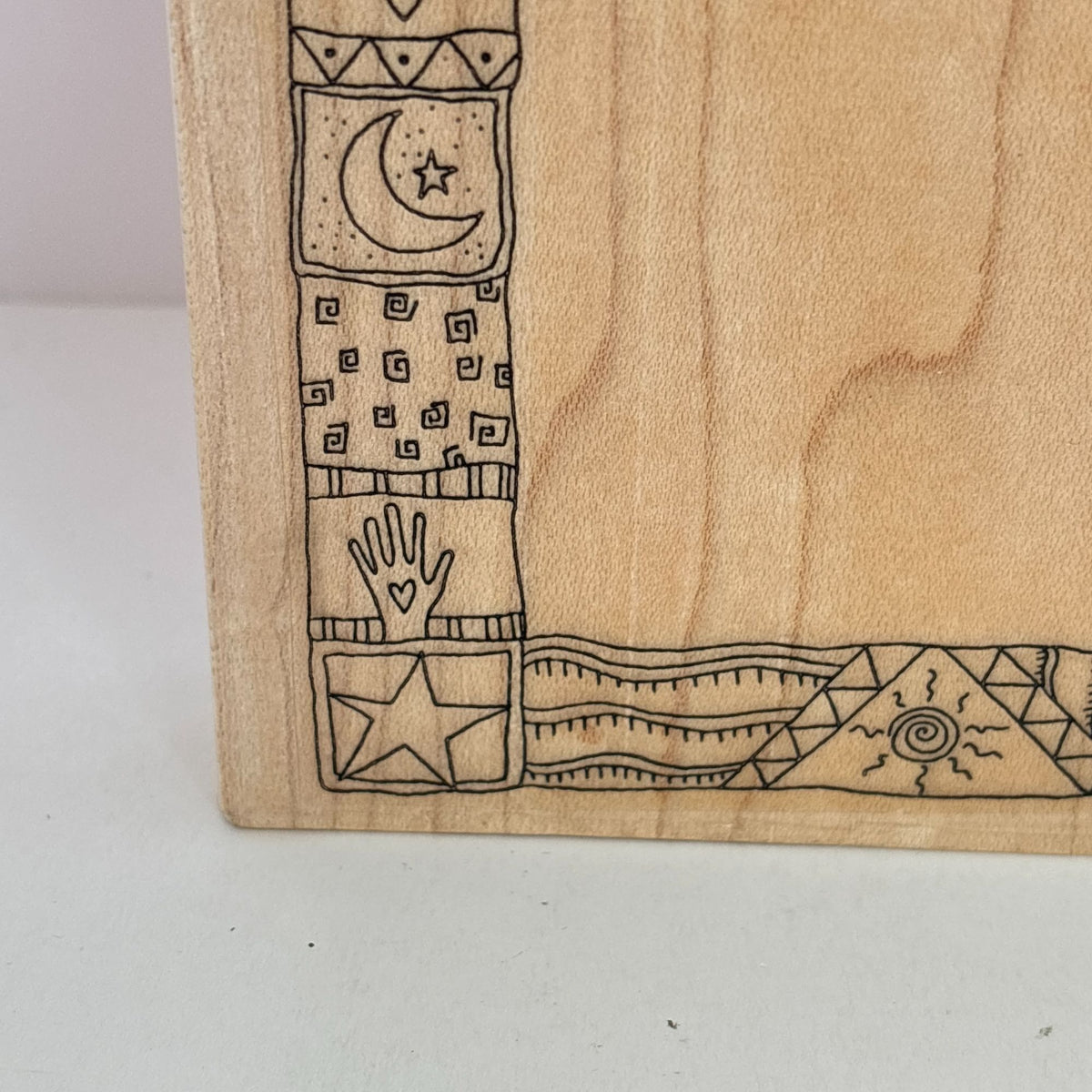 Effie Glitzfinger Rubber Stamp Large Art Frame Nature Fish Moon Sun Doodle Snake
