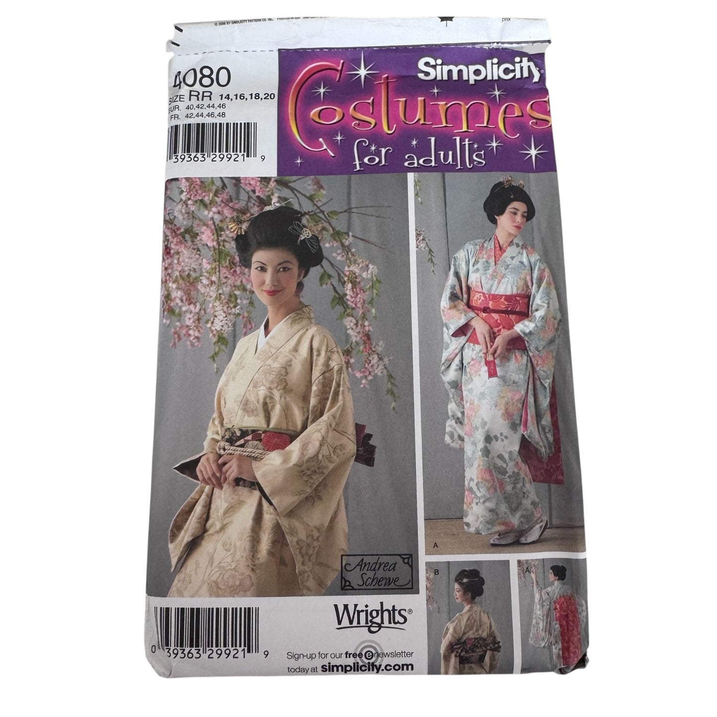 Simplicity Sewing Pattern 4080 Kimono Costume Japanese 14-20 Andrea Schewe Uncut Cosplay