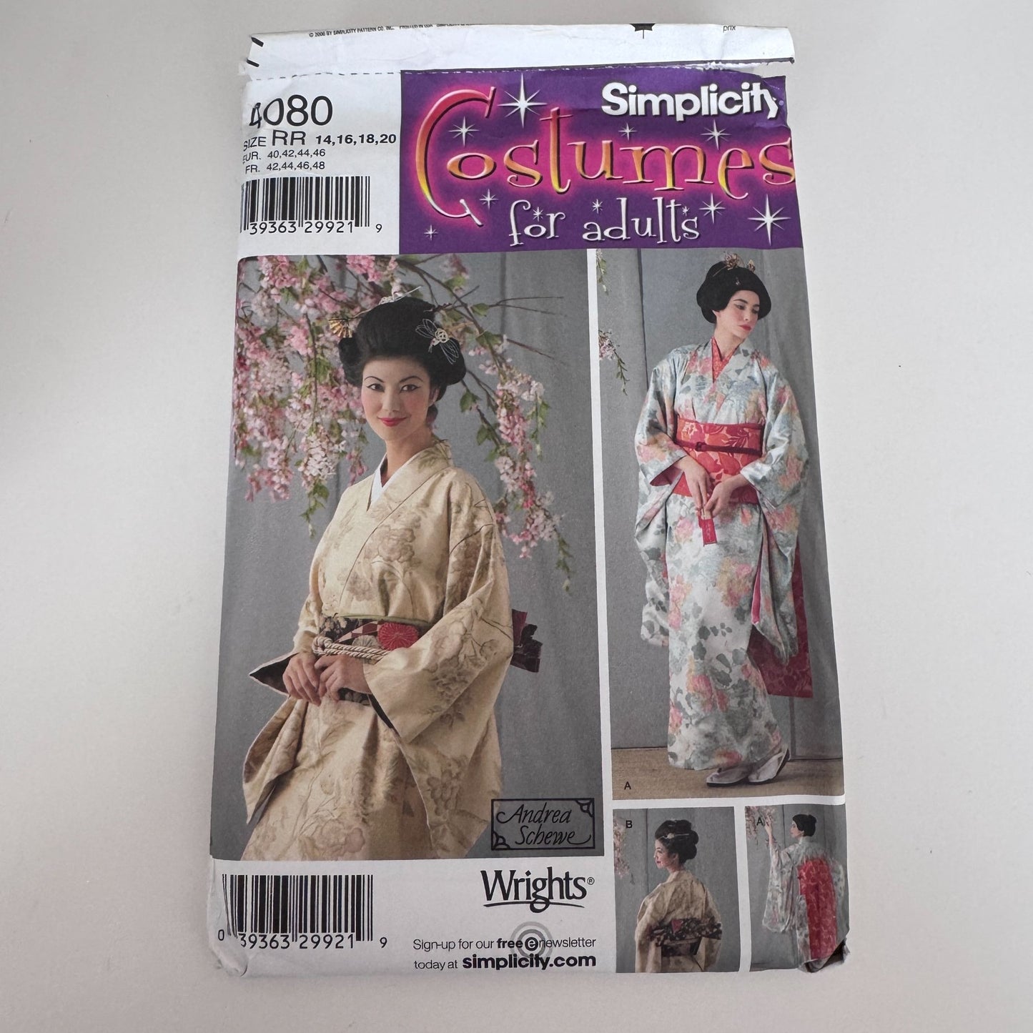 Simplicity Sewing Pattern 4080 Kimono Costume Japanese 14-20 Andrea Schewe Uncut Cosplay
