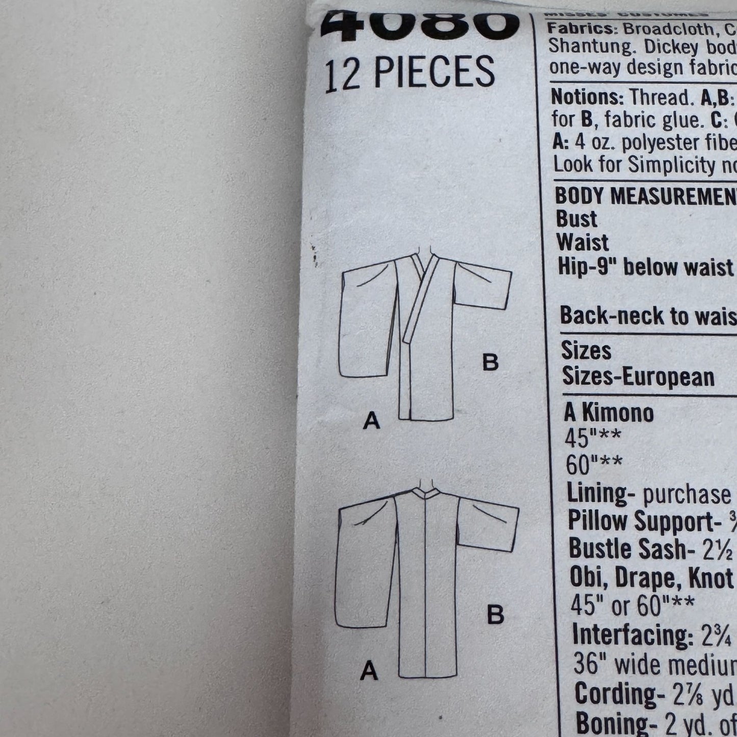 Simplicity Sewing Pattern 4080 Kimono Costume Japanese 14-20 Andrea Schewe Uncut Cosplay