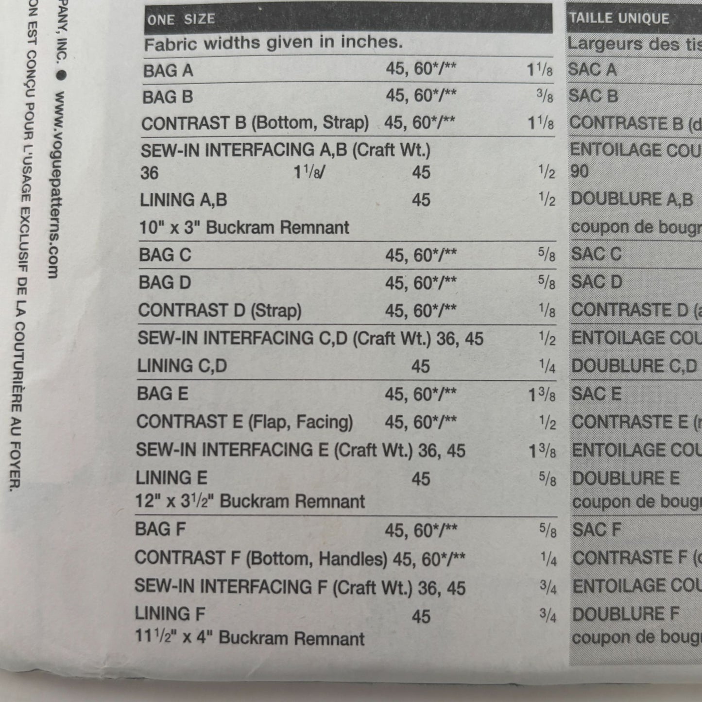 Vogue Sewing Pattern 7328 Fall Handbags Purse Work Accessory Accessories Uncut