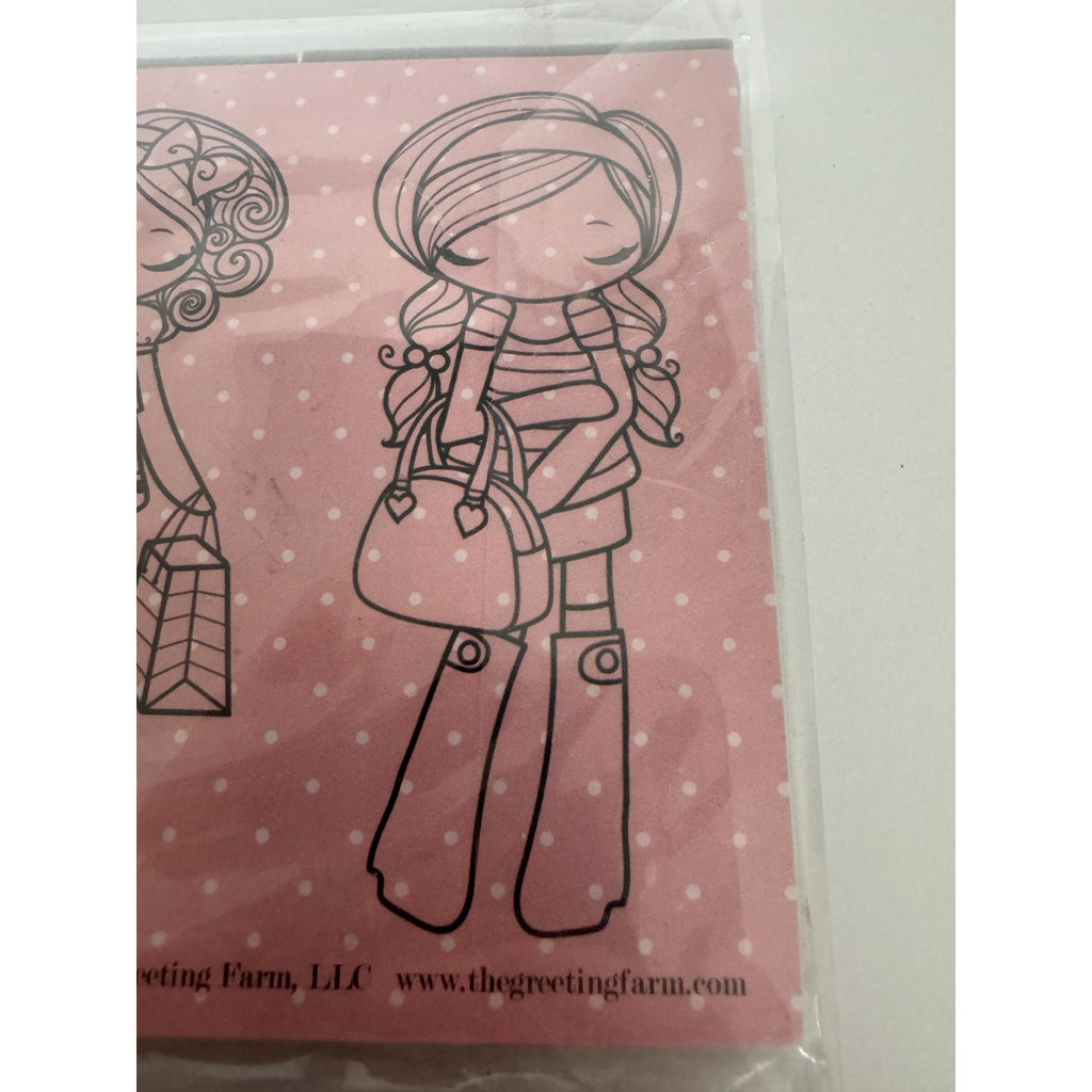 The Greeting Farm Rubber Stamp Set Miss Anya Collection Shopping bags Girl Purse