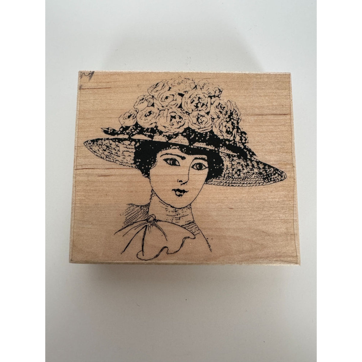 Postmodern Design Rubber Stamp Beverly Victorian Woman in Hat Tea Party Fashion