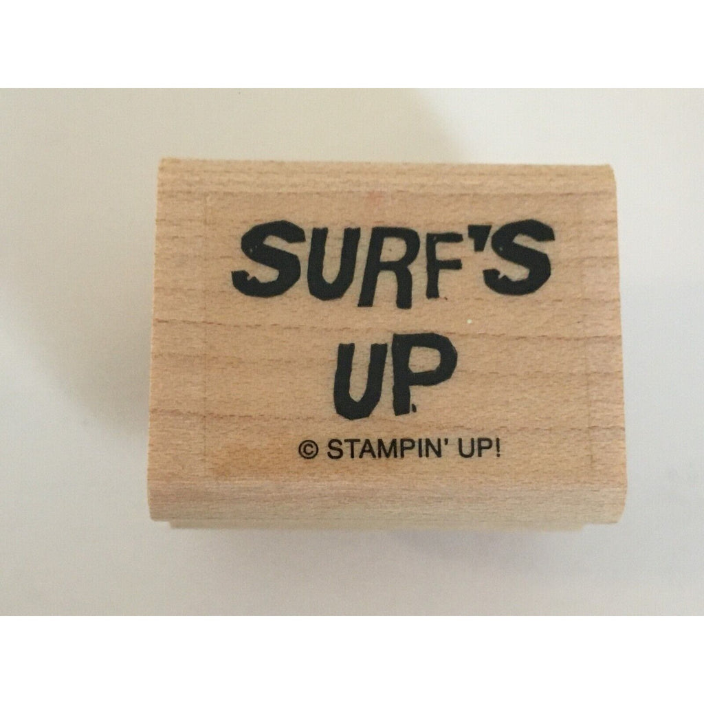 Stampin Up Rubber Stamp Just Surfing Wave Surfboard Ocean Beach Rare Retired