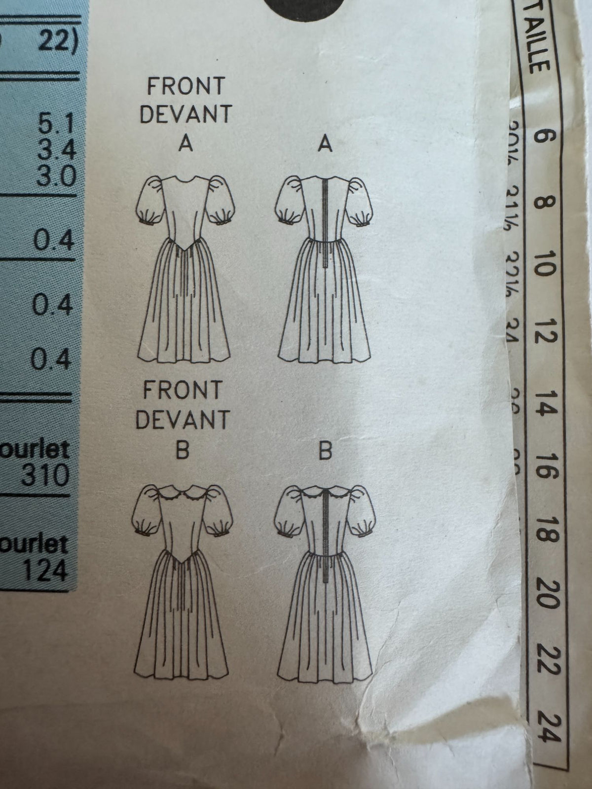 Butterick Sewing Pattern 4550 Dress Easy Back Zipper Dropped Waist Bodice 6 8 10