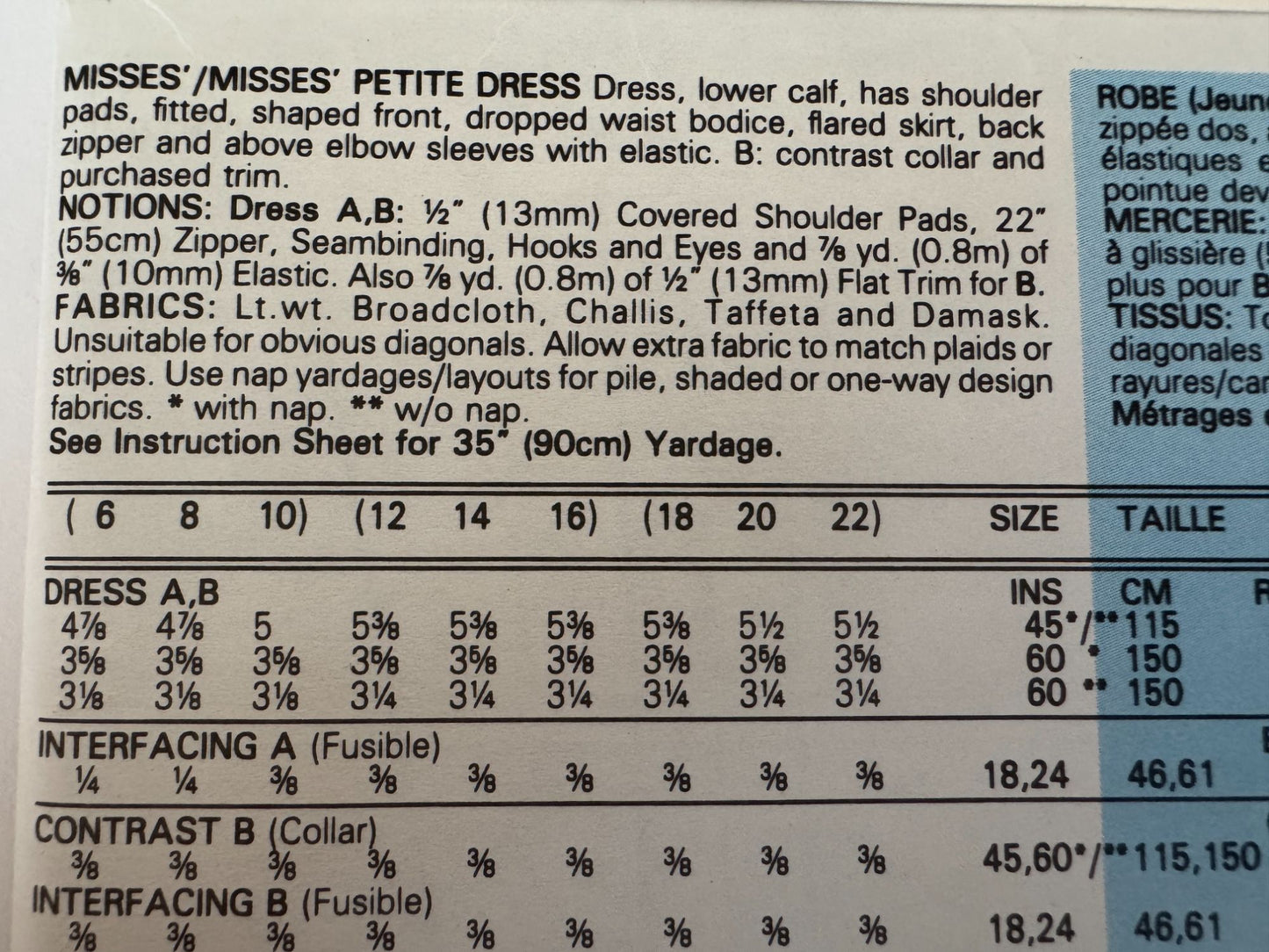 Butterick Sewing Pattern 4550 Dress Easy Back Zipper Dropped Waist Bodice 6 8 10