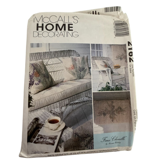 McCalls Home Decorating Sewing Pattern 2162 Faux Chenille Chair Cushion Home UC