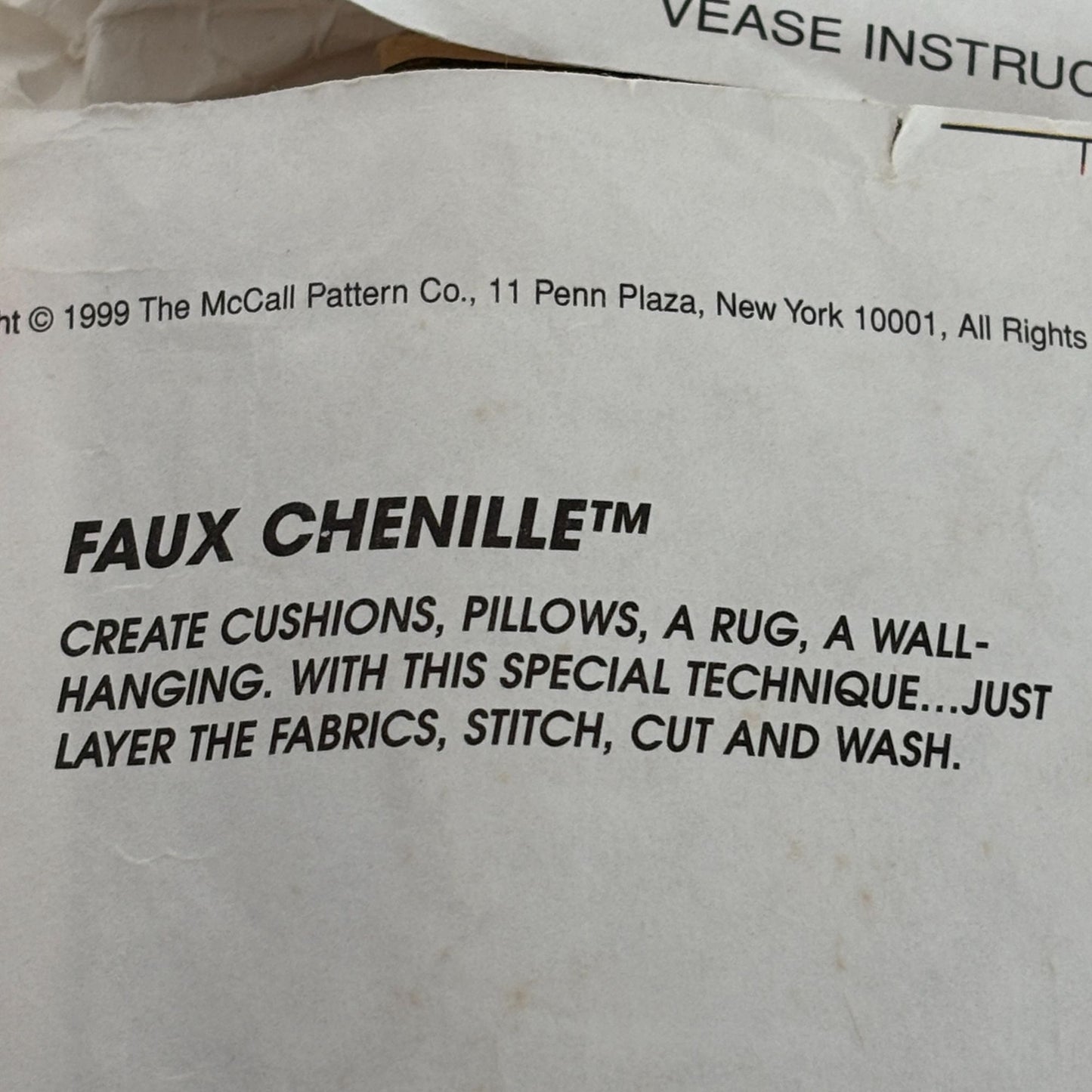 McCalls Home Decorating Sewing Pattern 2162 Faux Chenille Chair Cushion Home UC