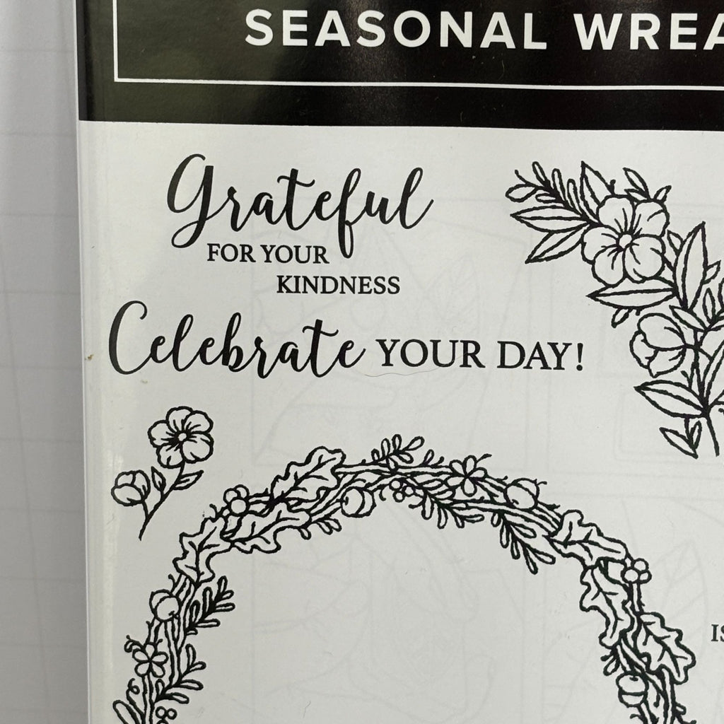 Stampin Up Photopolymer Stamp Set Seasonal Wreath Fall Bird Snowflake Card Celebrate