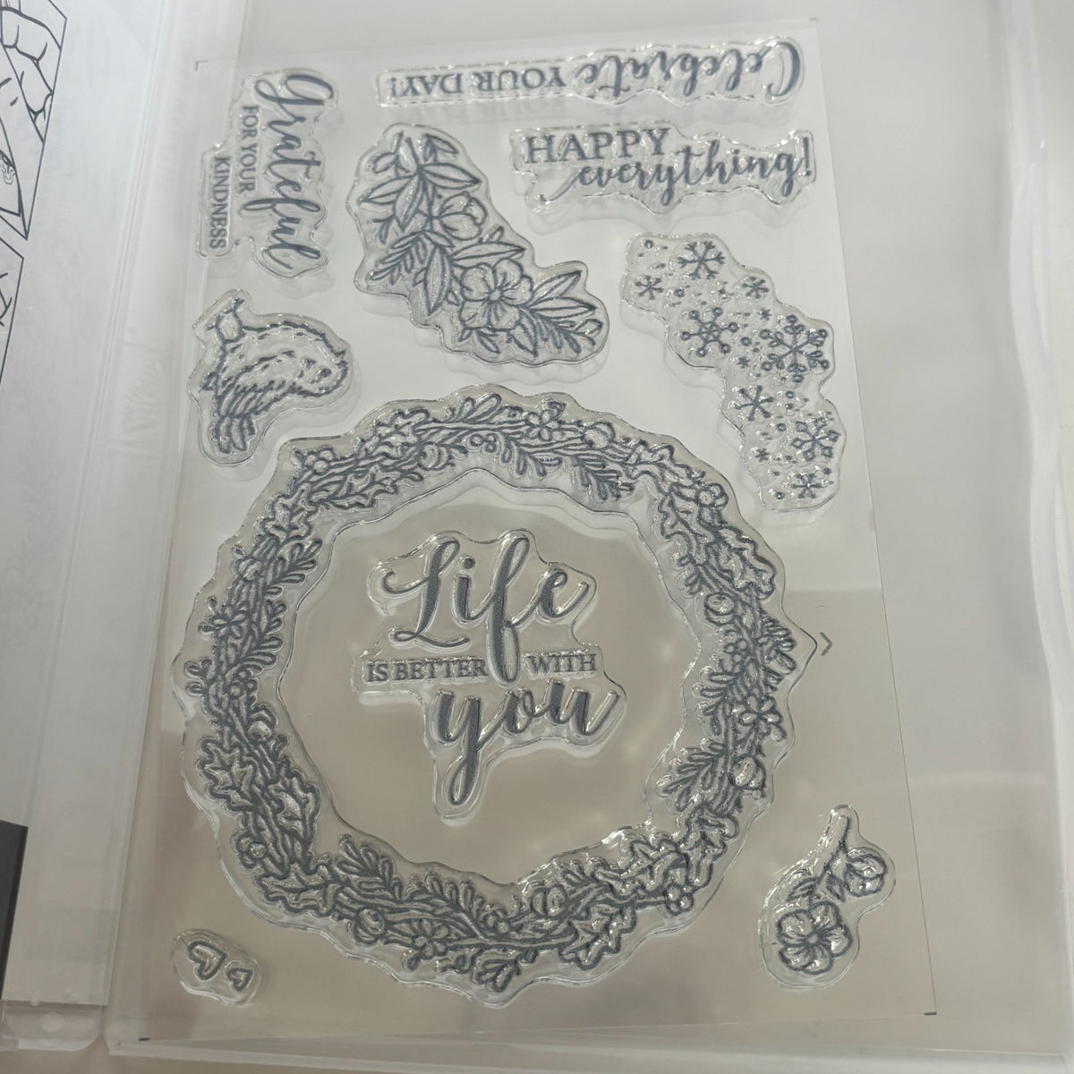 Stampin Up Photopolymer Stamp Set Seasonal Wreath Fall Bird Snowflake Card Celebrate