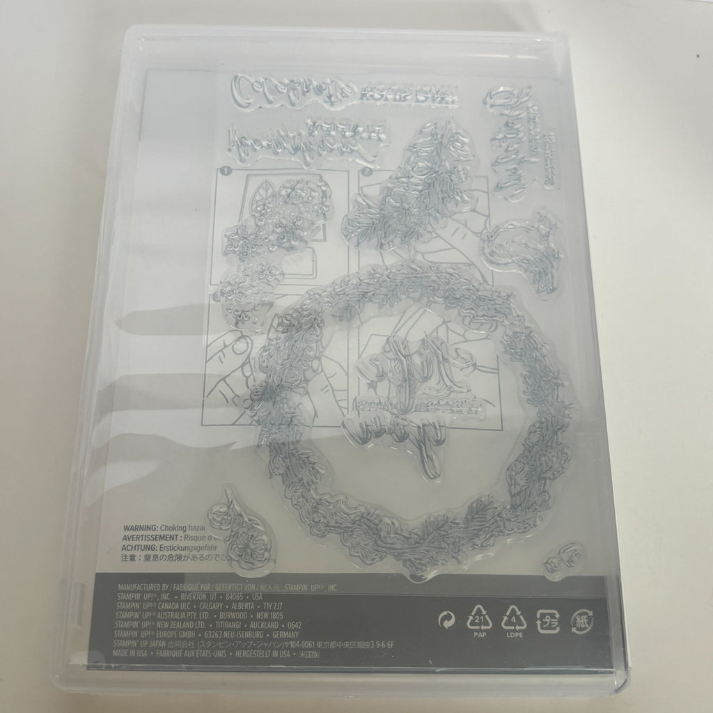 Stampin Up Photopolymer Stamp Set Seasonal Wreath Fall Bird Snowflake Card Celebrate