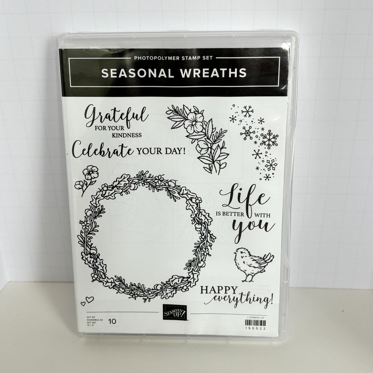Stampin Up Photopolymer Stamp Set Seasonal Wreath Fall Bird Snowflake Card Celebrate