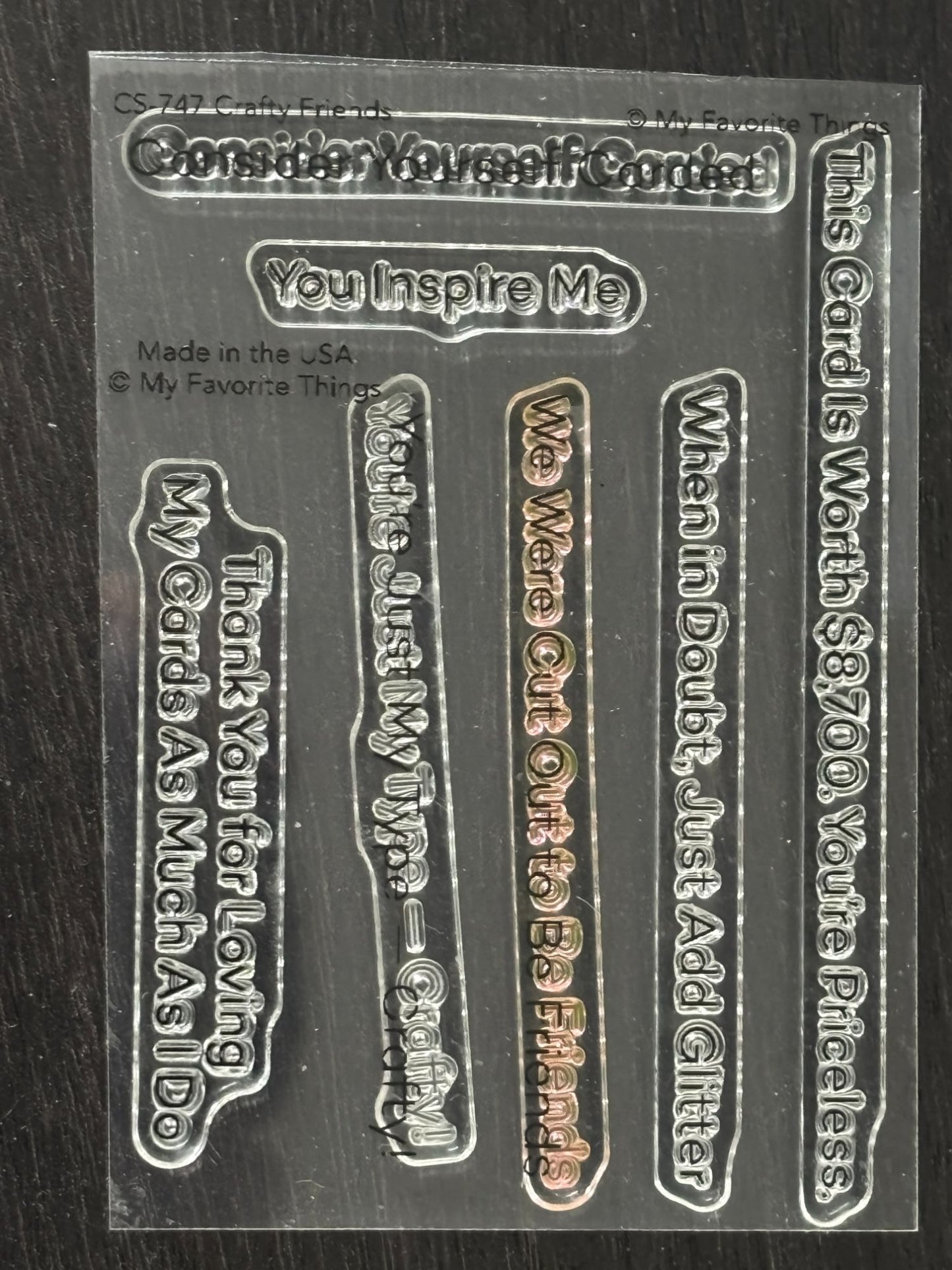 My Favorite Things Acrylic Clear Stamps Crafty Friends Card Making Card Maker