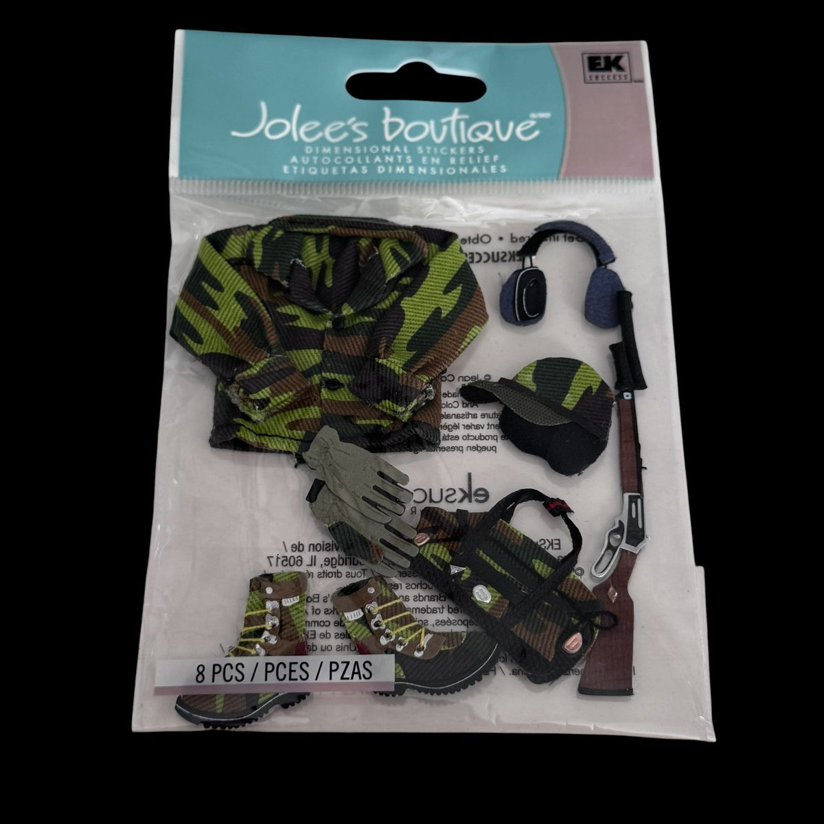Jolees Boutique Dimensional Stickers Hunting Gear Camouflage Jacket Boots Fathers Day Cardmaking Embellishments Craft